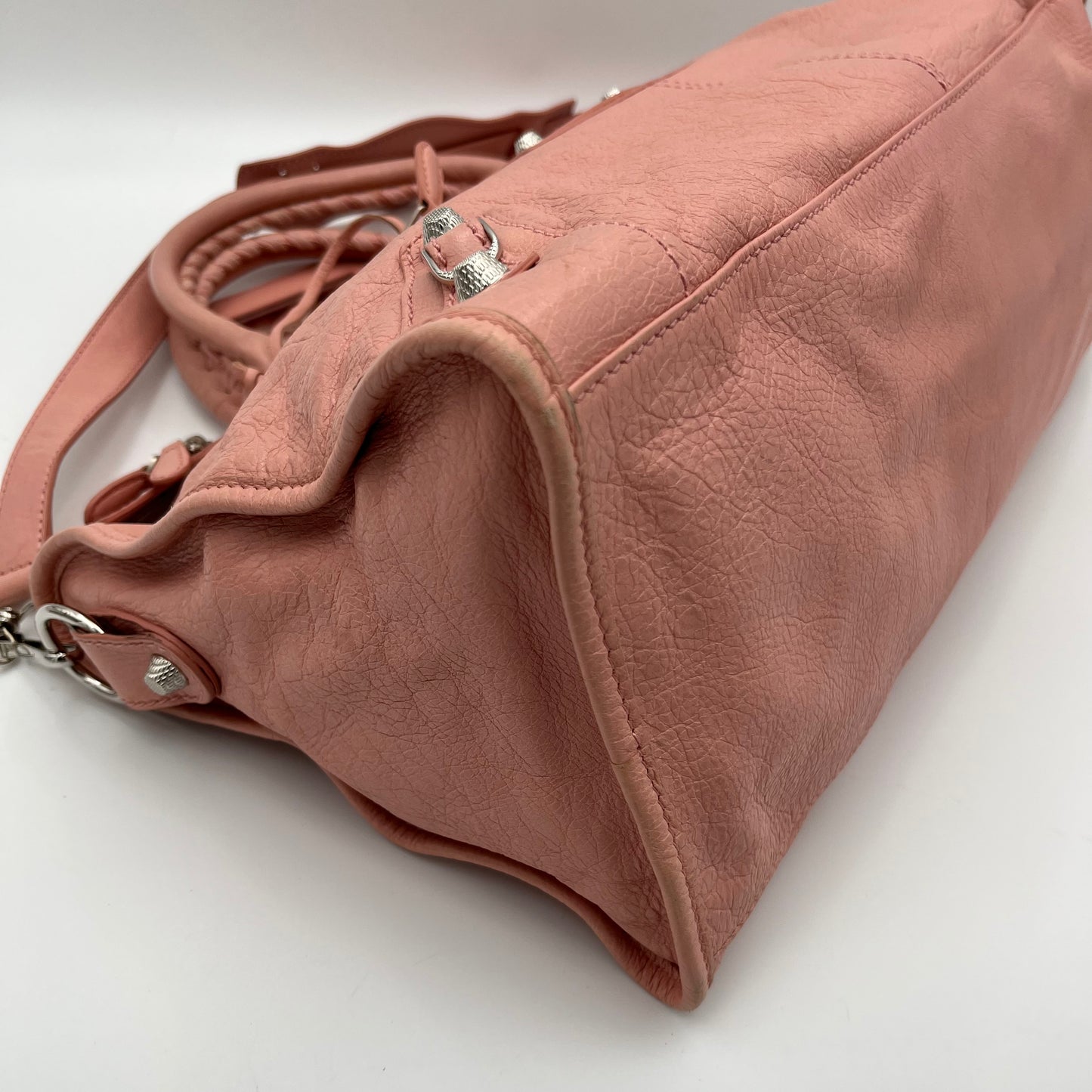 Balenciaga Pink Leather Giant 12 Motorcycle City Bag SHW