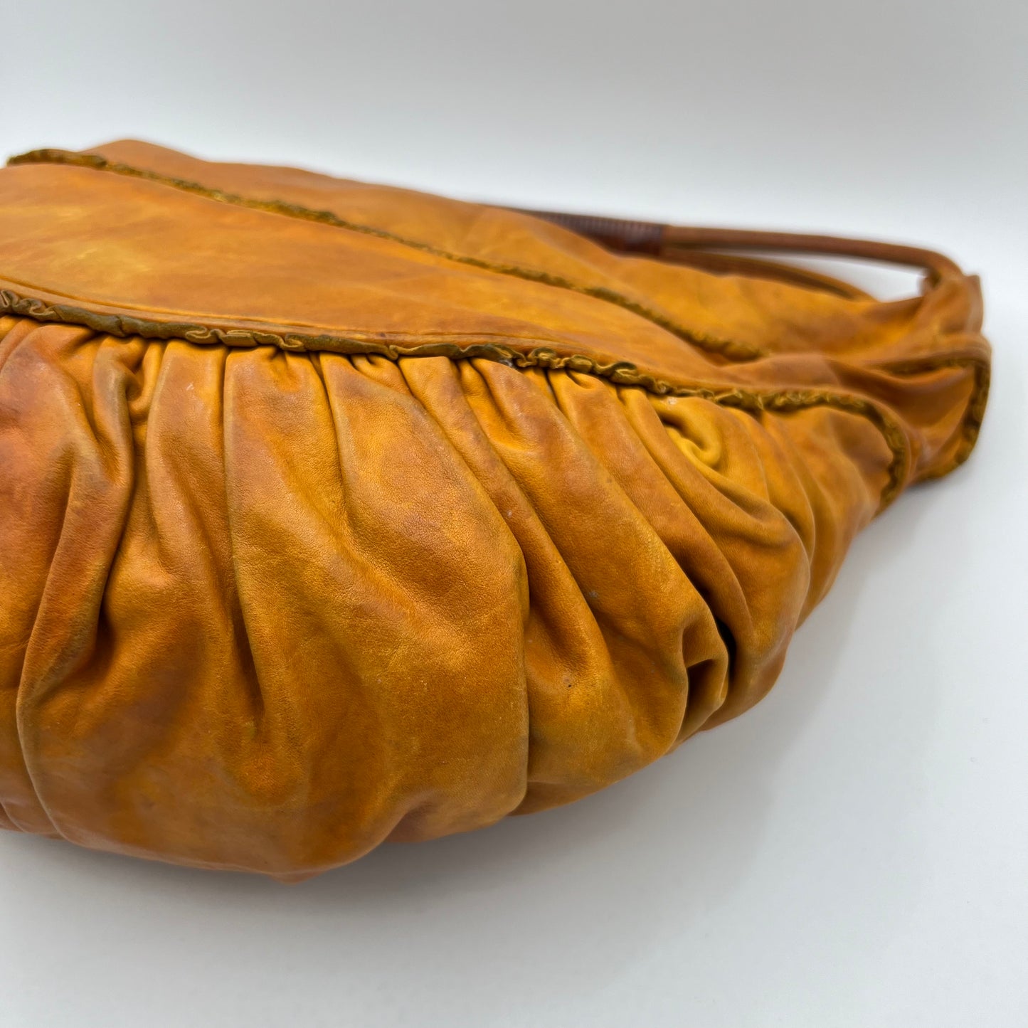 Christian Dior Orange Brown Leather Gypsy Hobo Bag