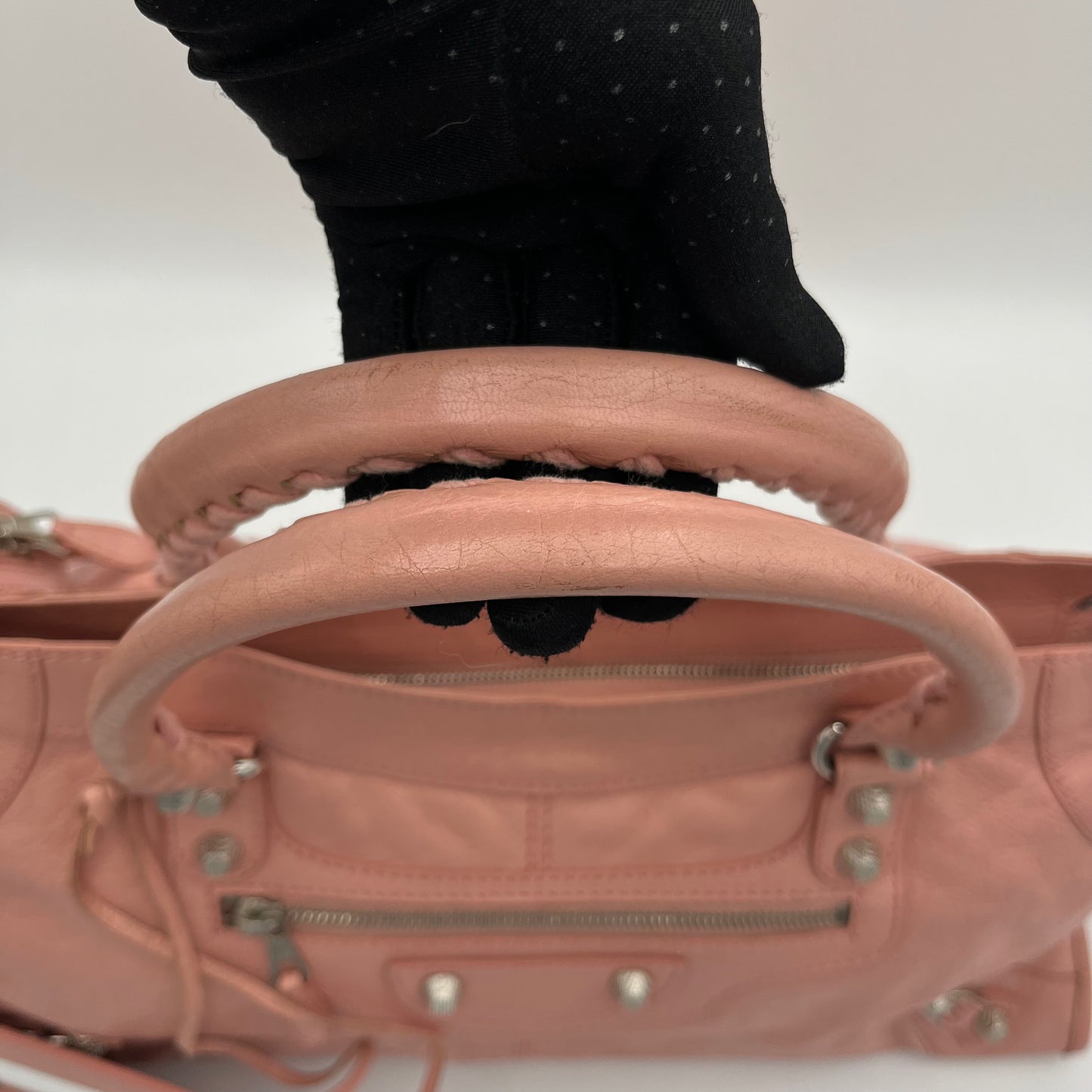 Balenciaga Pink Leather Giant 12 Motorcycle City Bag SHW