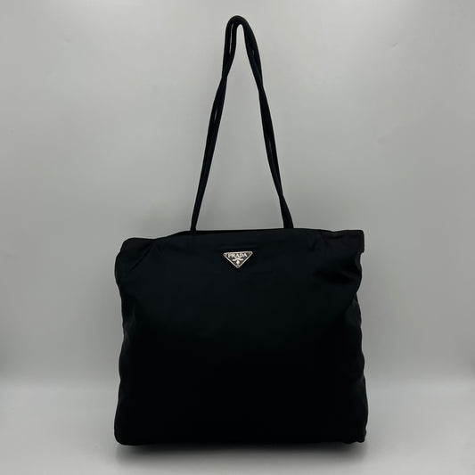 Prada Black Nylon Long Strap Large Open Tote