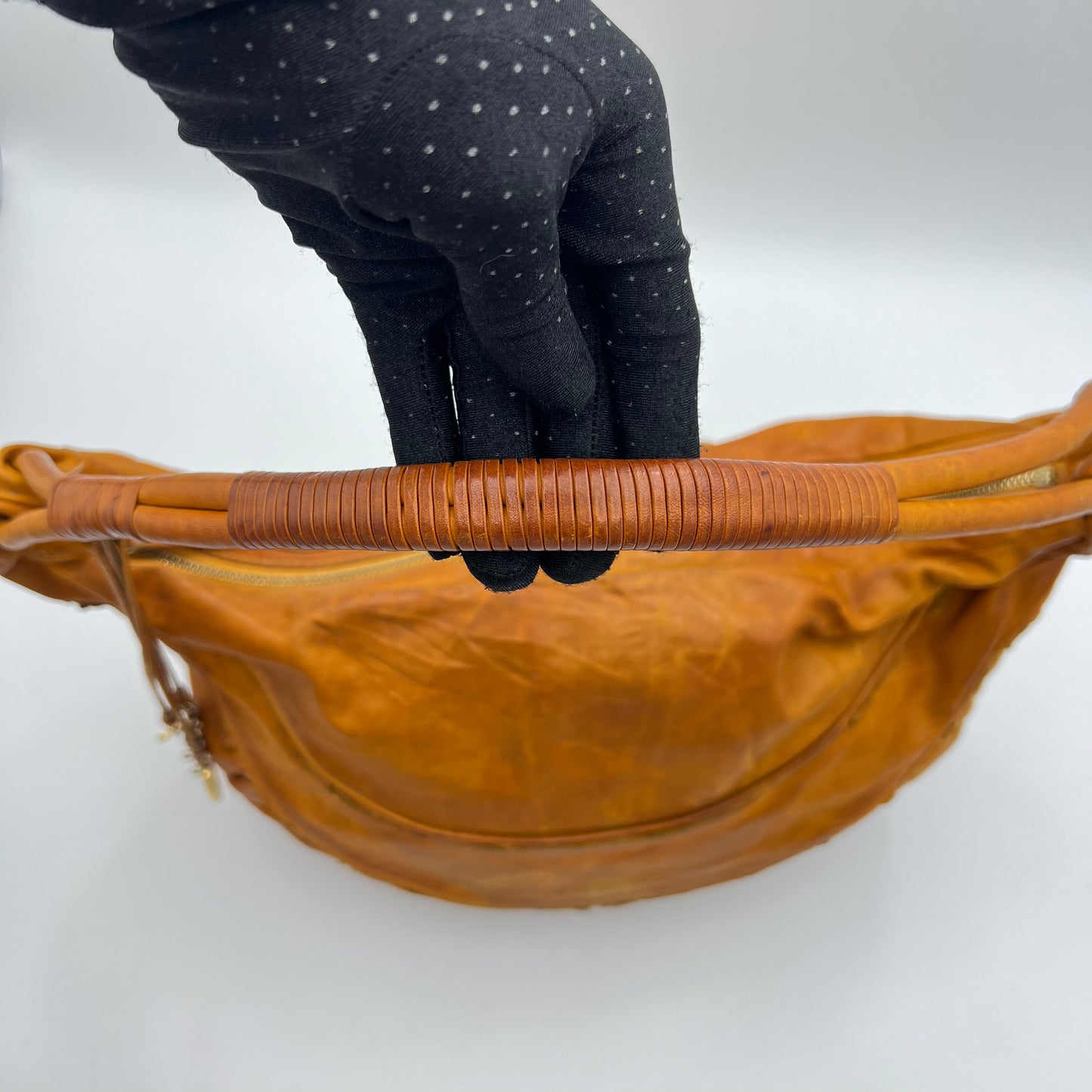 Christian Dior Orange Brown Leather Gypsy Hobo Bag