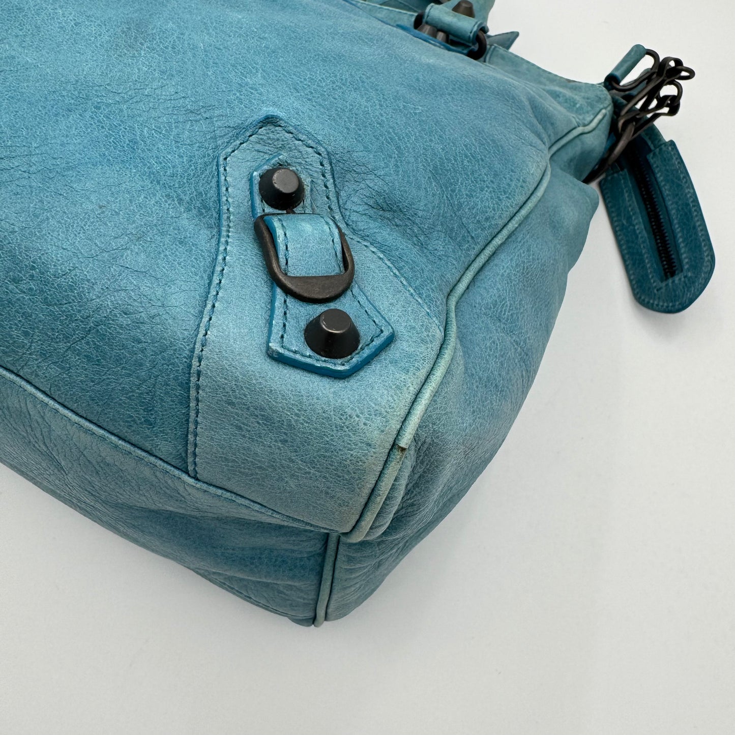 Balenciaga Turquoise Blue Leather Classic Velo