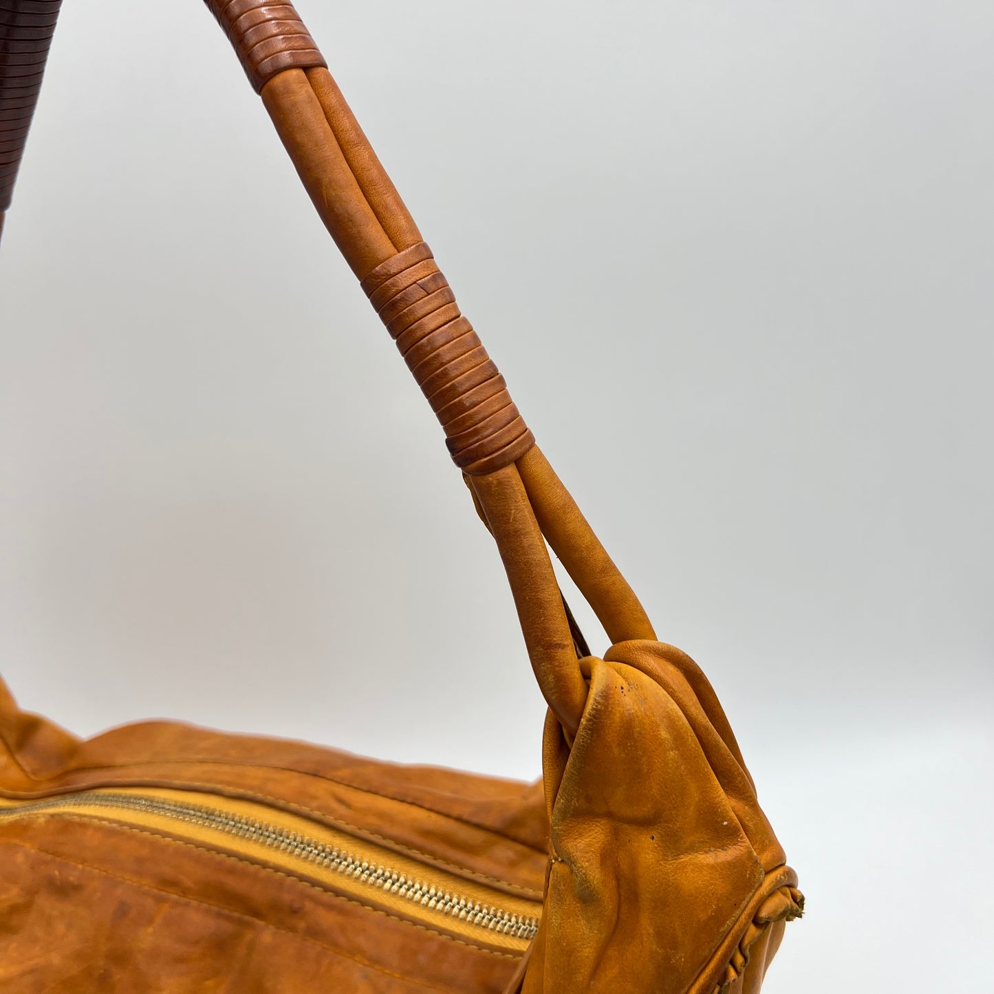 Christian Dior Orange Brown Leather Gypsy Hobo Bag