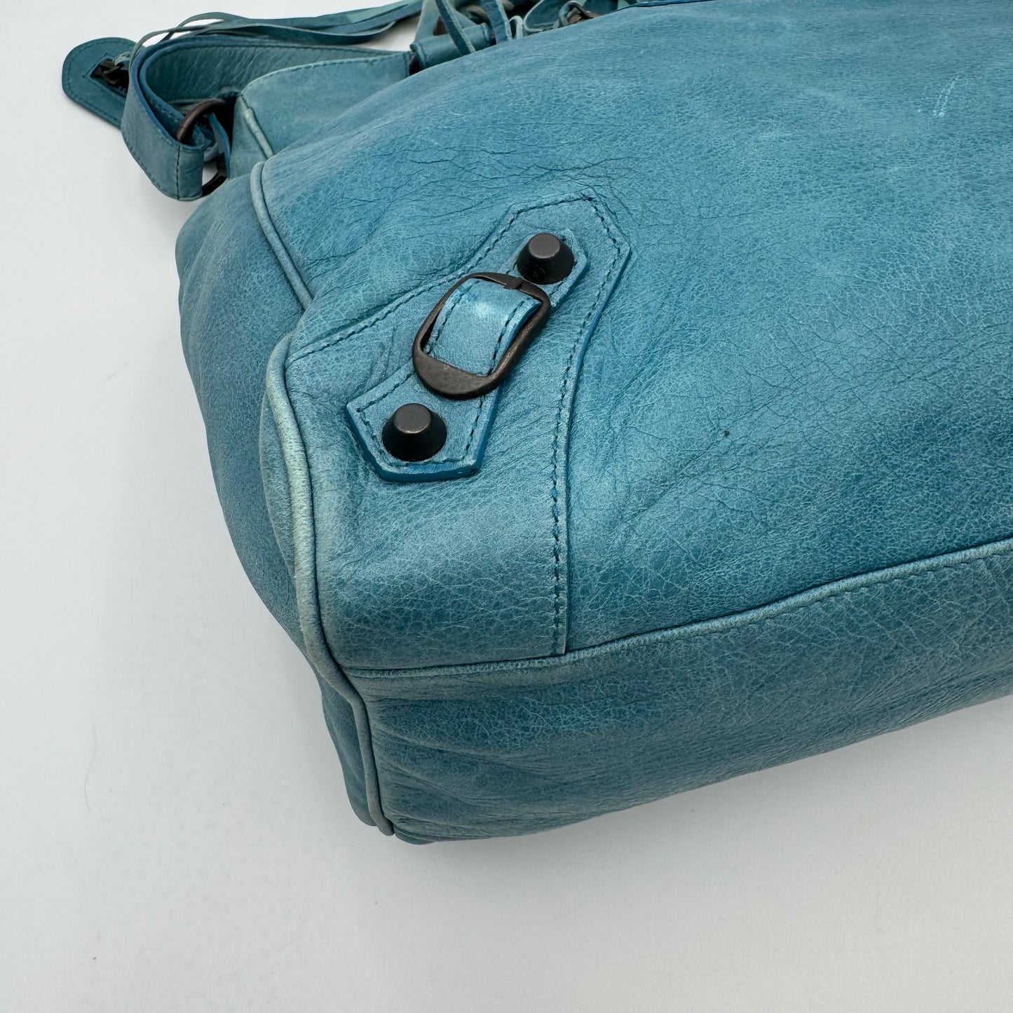 Balenciaga Turquoise Blue Leather Classic Velo