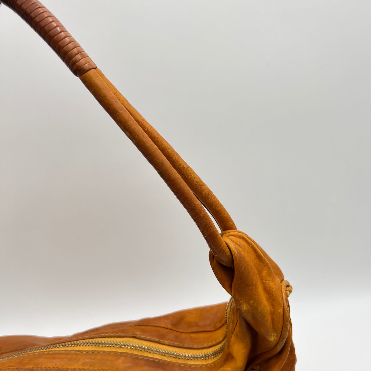 Christian Dior Orange Brown Leather Gypsy Hobo Bag