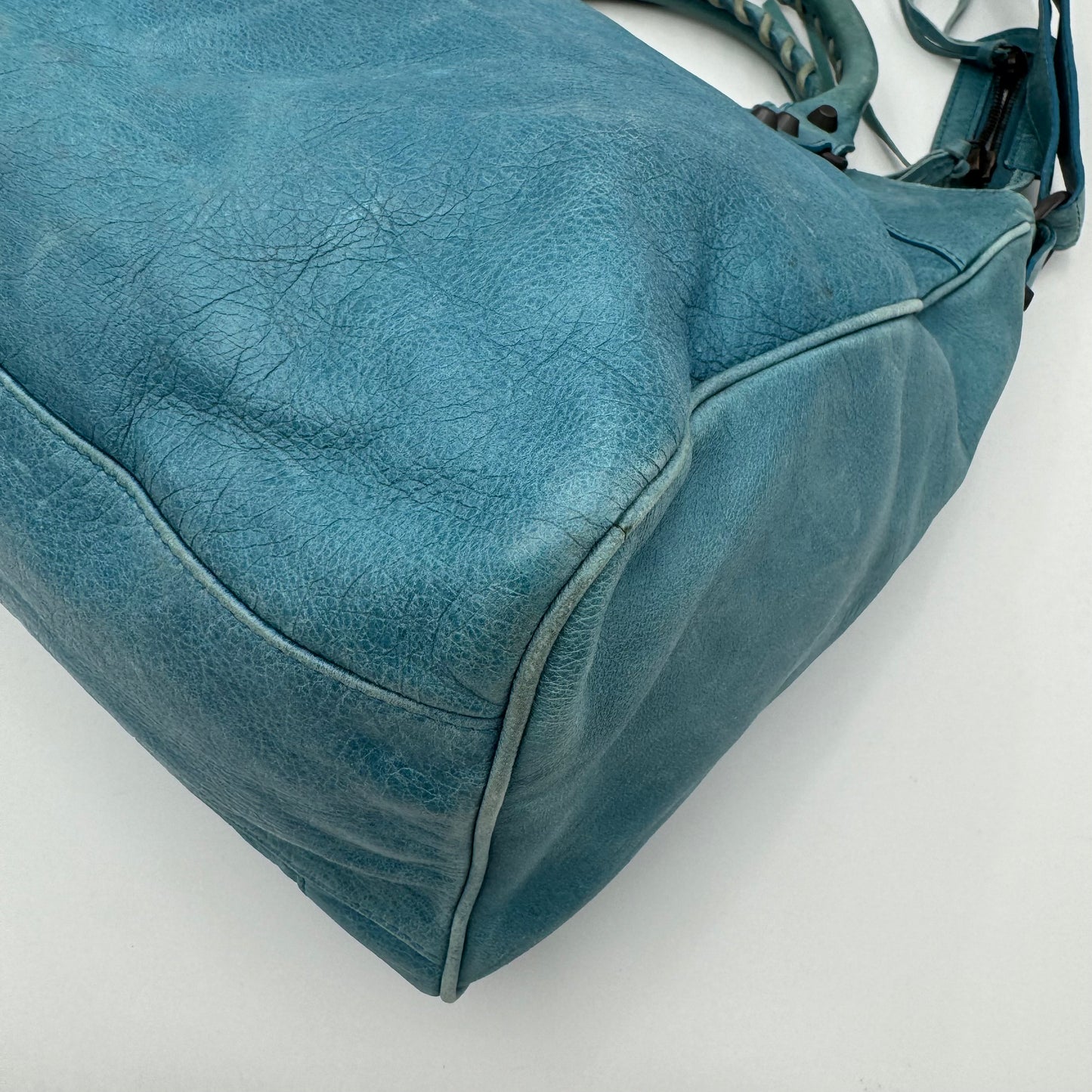 Balenciaga Turquoise Blue Leather Classic Velo