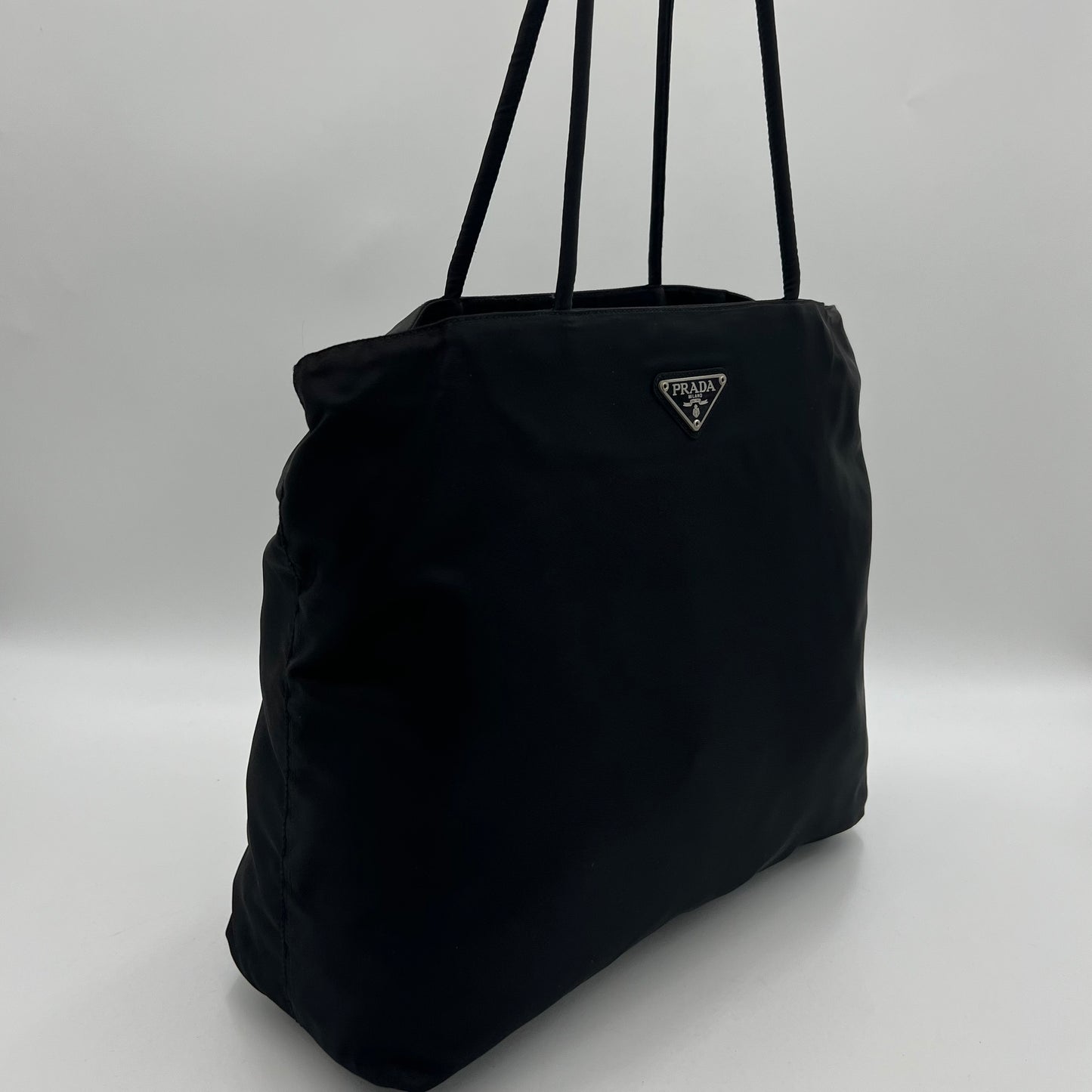 Prada Black Nylon Long Strap Large Open Tote