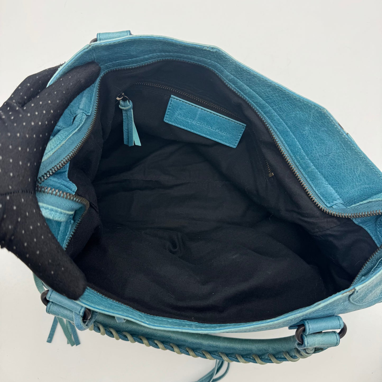 Balenciaga Turquoise Blue Leather Classic Velo
