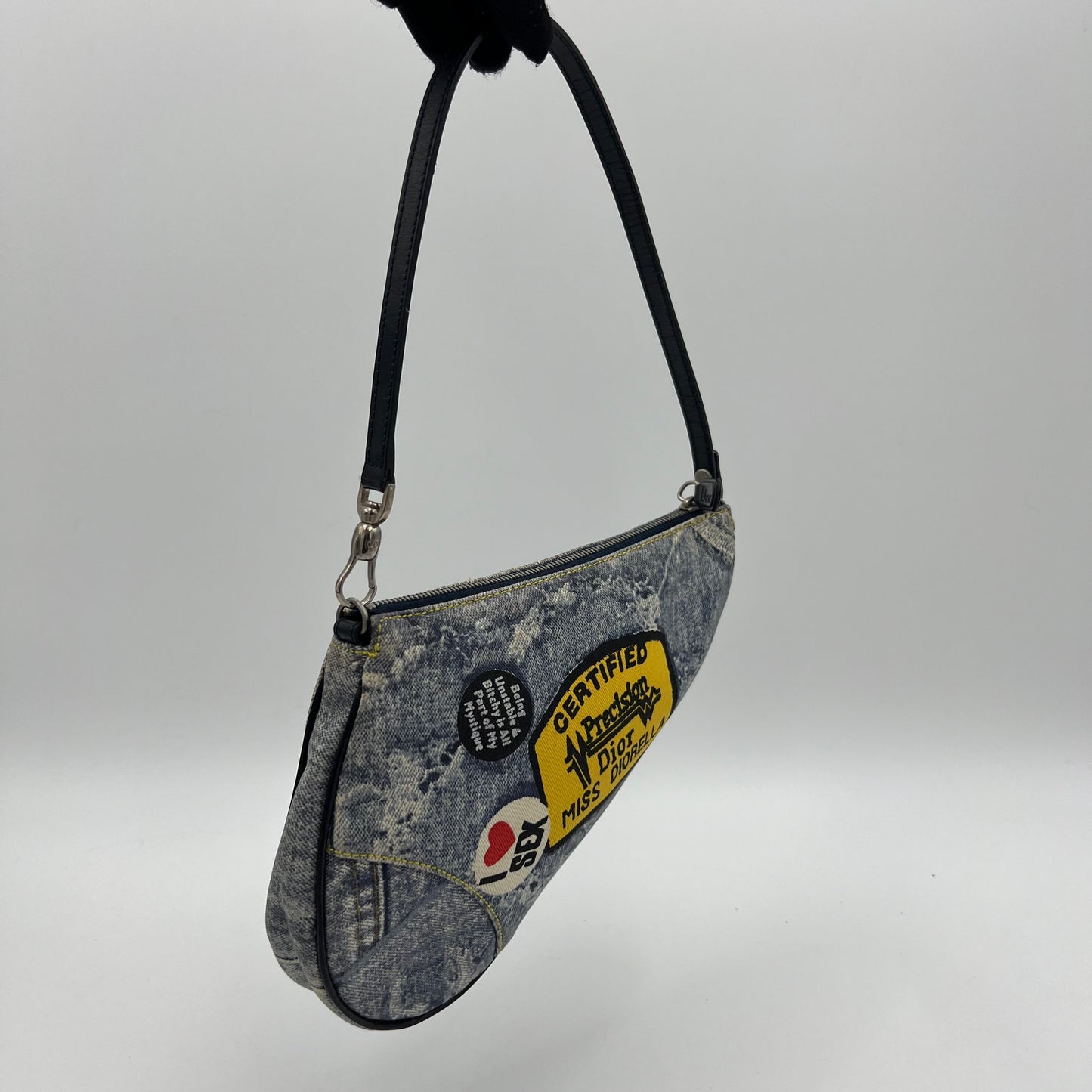 Christian Dior Miss Diorella Denim Saddle Pochette