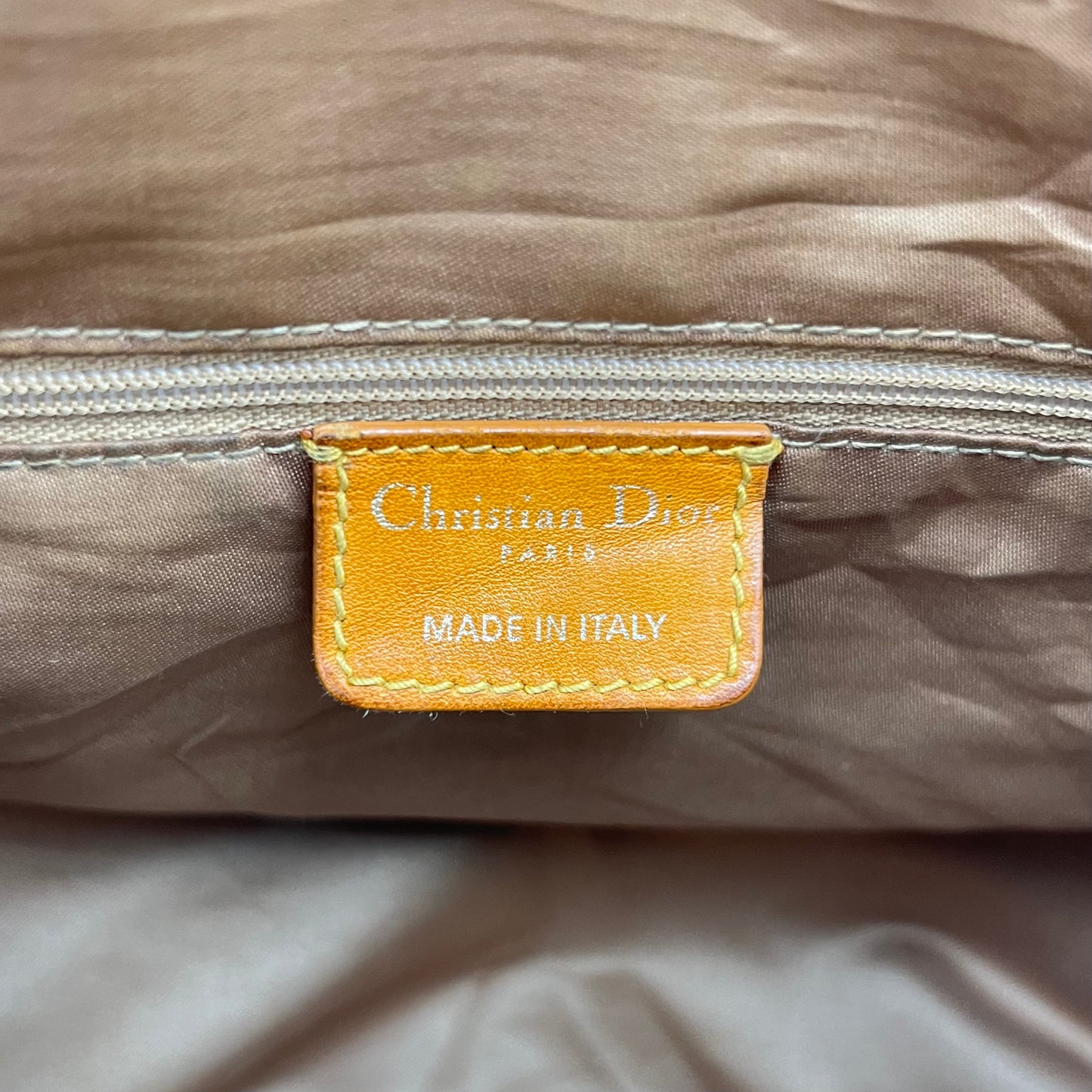 Christian Dior Orange Brown Leather Gypsy Hobo Bag