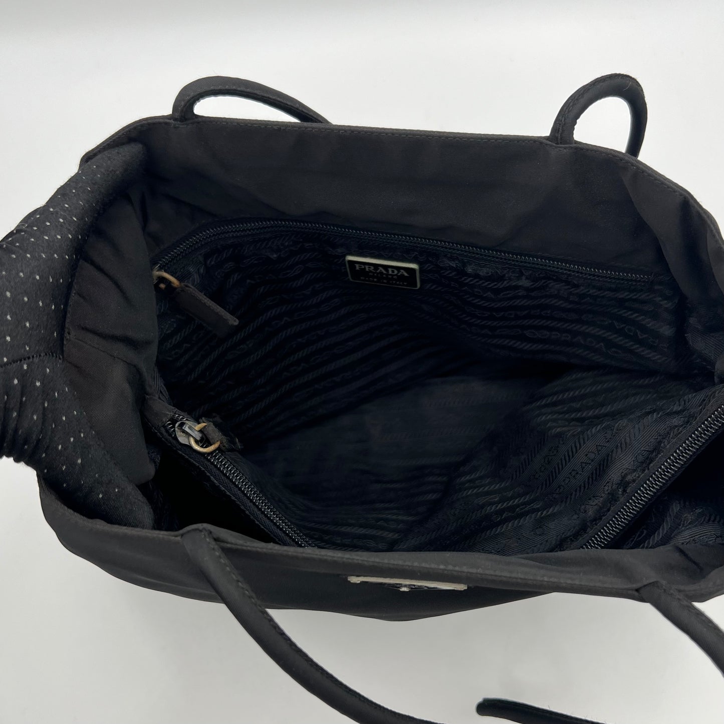 Prada Black Nylon Long Strap Large Open Tote