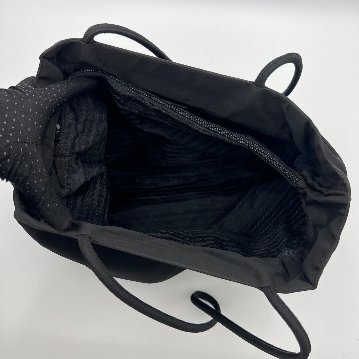Prada Black Nylon Long Strap Large Open Tote