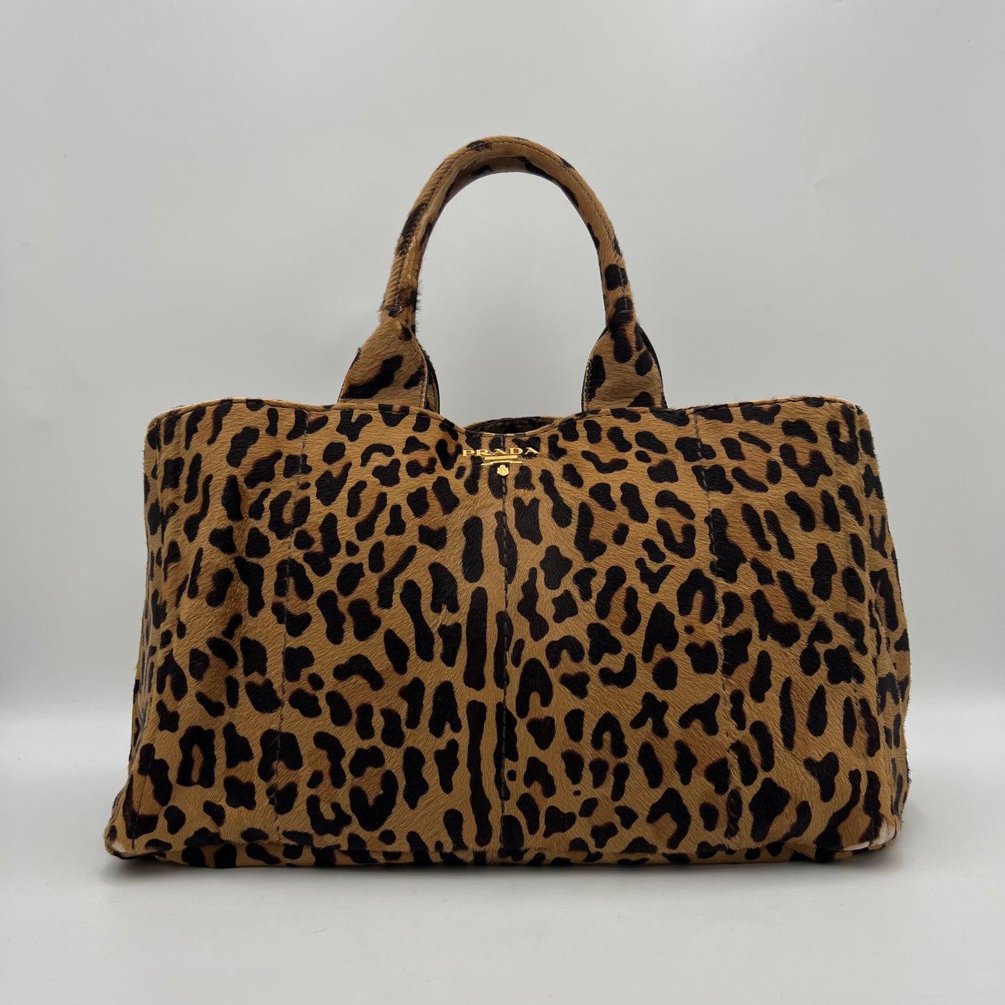 Prada Leopard Print Cavalino Calf Hair Canapa Tote