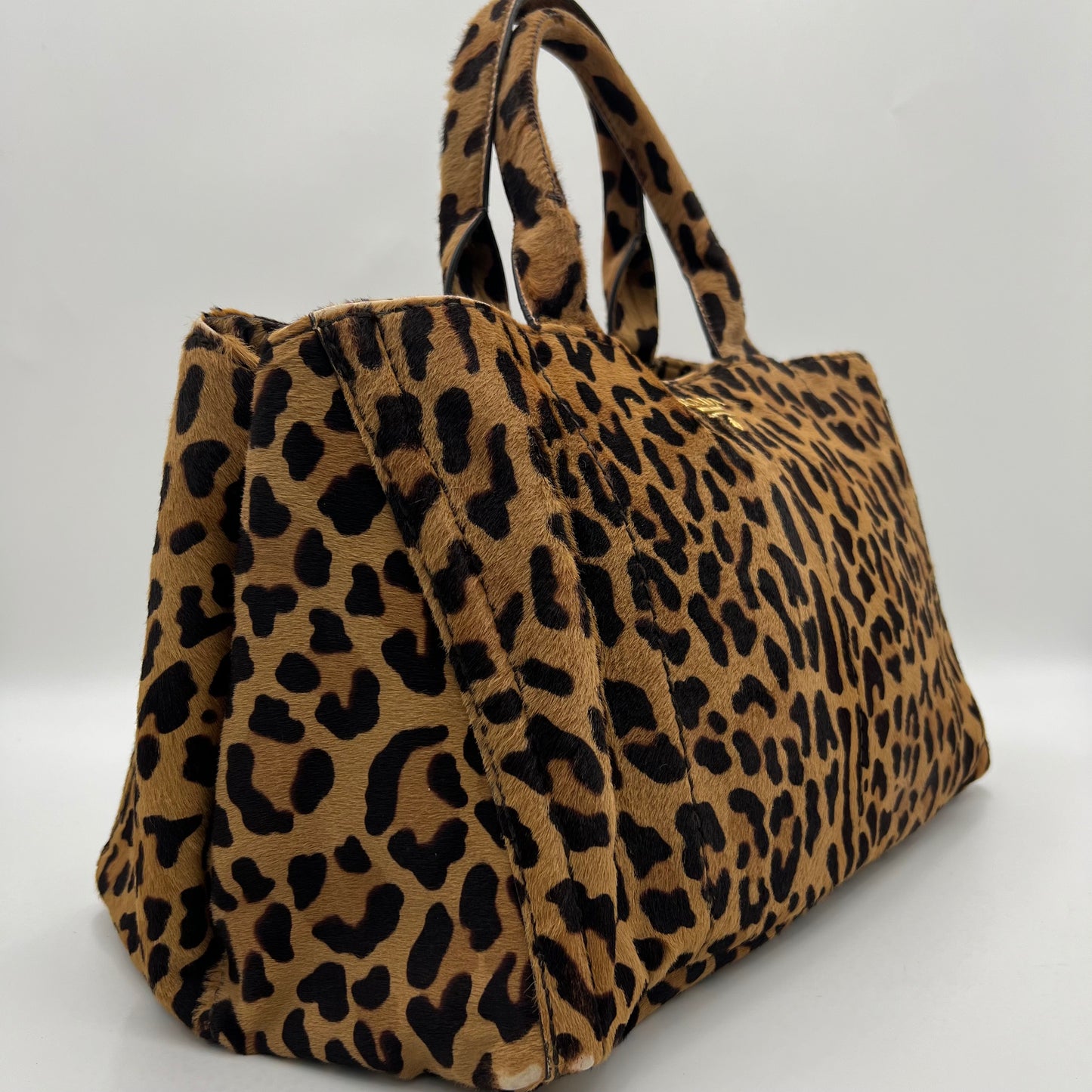 Prada Leopard Print Cavalino Calf Hair Canapa Tote