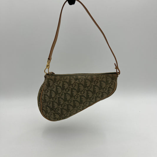 Christian Dior Green Monogram Canvas Mini Saddle Pochette