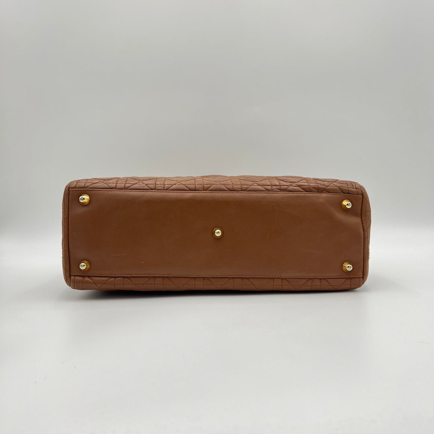 Christian Dior Caramel Brown Leather Cannage Large Lady Dior GHW