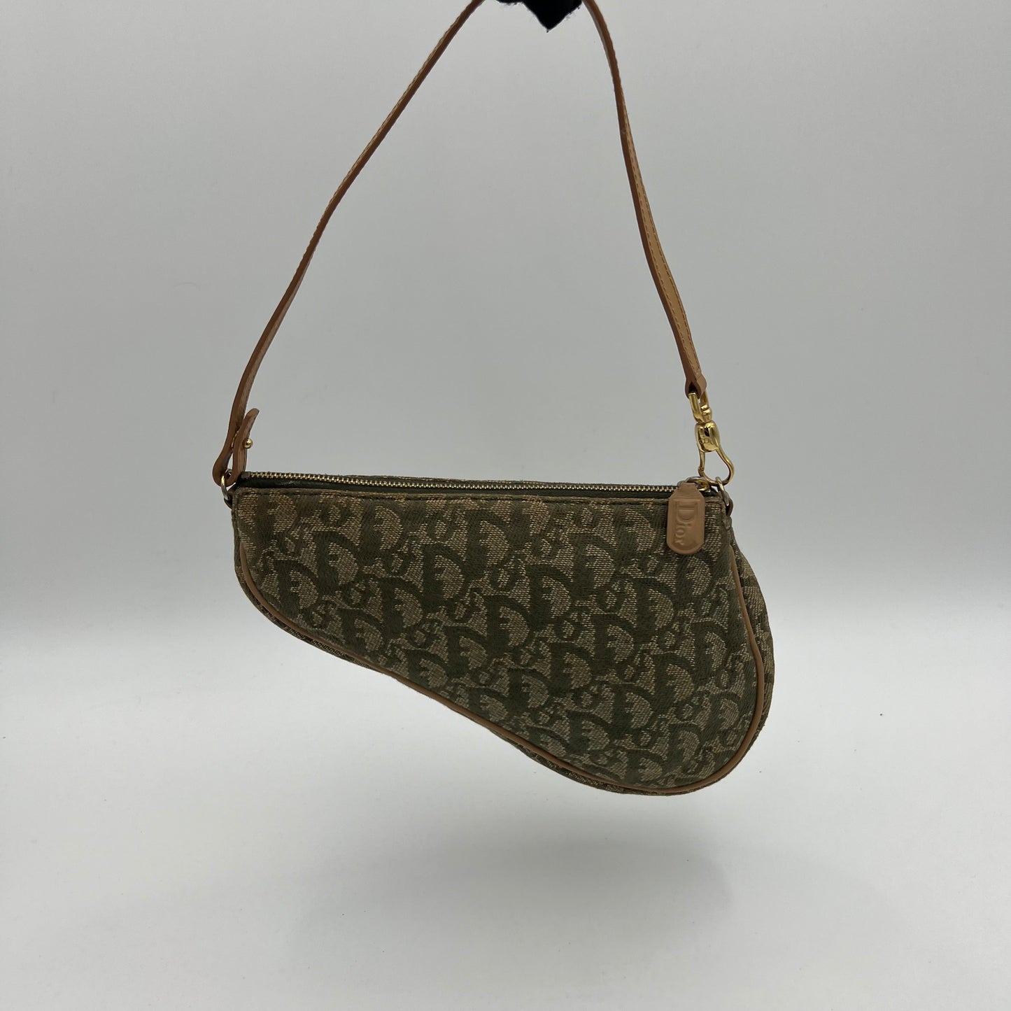 Christian Dior Green Monogram Canvas Mini Saddle Pochette