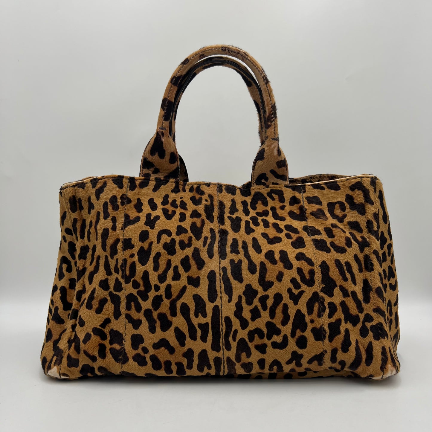 Prada Leopard Print Cavalino Calf Hair Canapa Tote