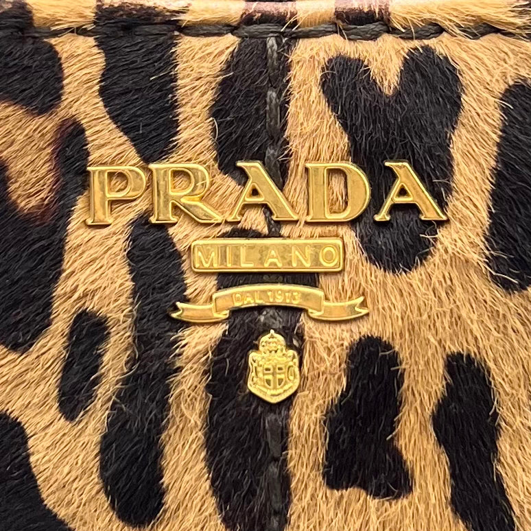 Prada Leopard Print Cavalino Calf Hair Canapa Tote