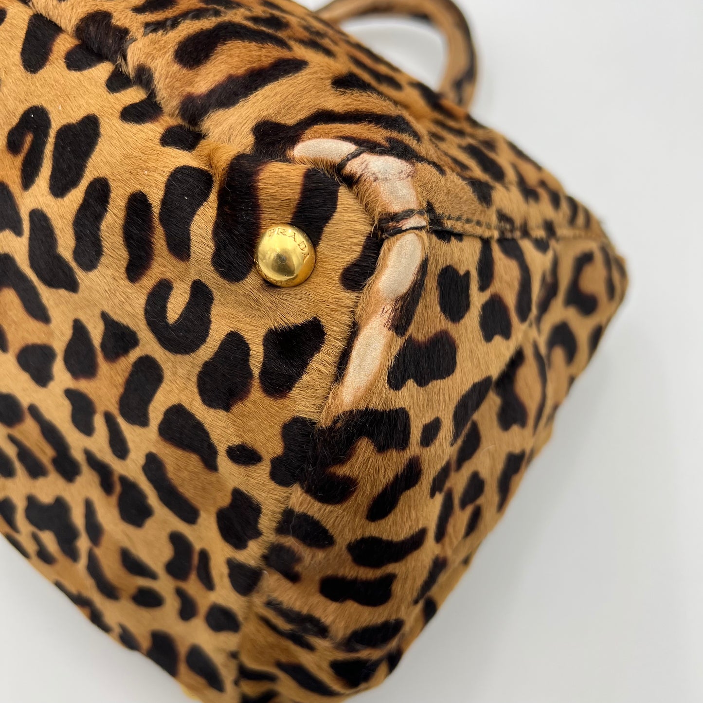 Prada Leopard Print Cavalino Calf Hair Canapa Tote
