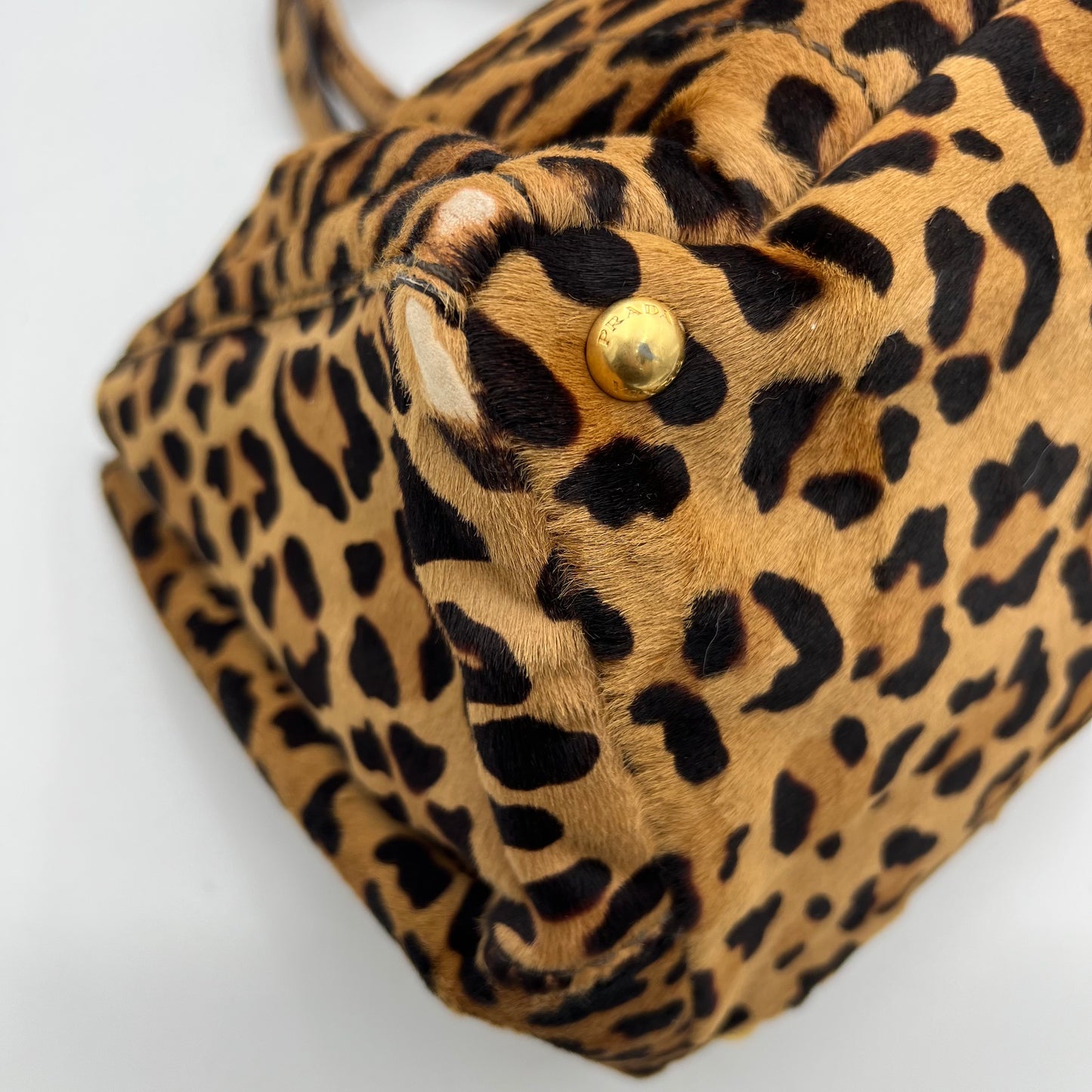 Prada Leopard Print Cavalino Calf Hair Canapa Tote