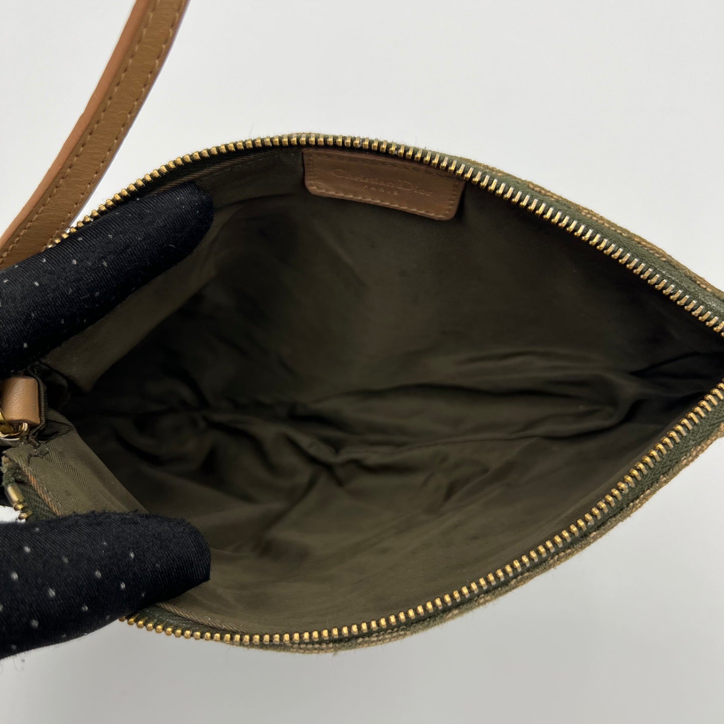 Christian Dior Green Monogram Canvas Mini Saddle Pochette
