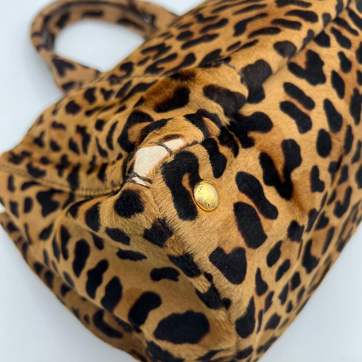 Prada Leopard Print Cavalino Calf Hair Canapa Tote