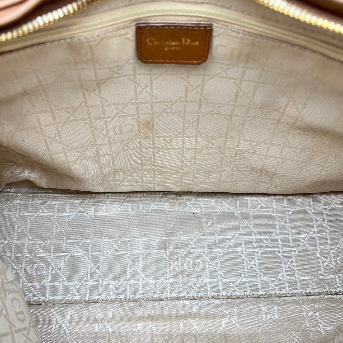 Christian Dior Caramel Brown Leather Cannage Large Lady Dior GHW