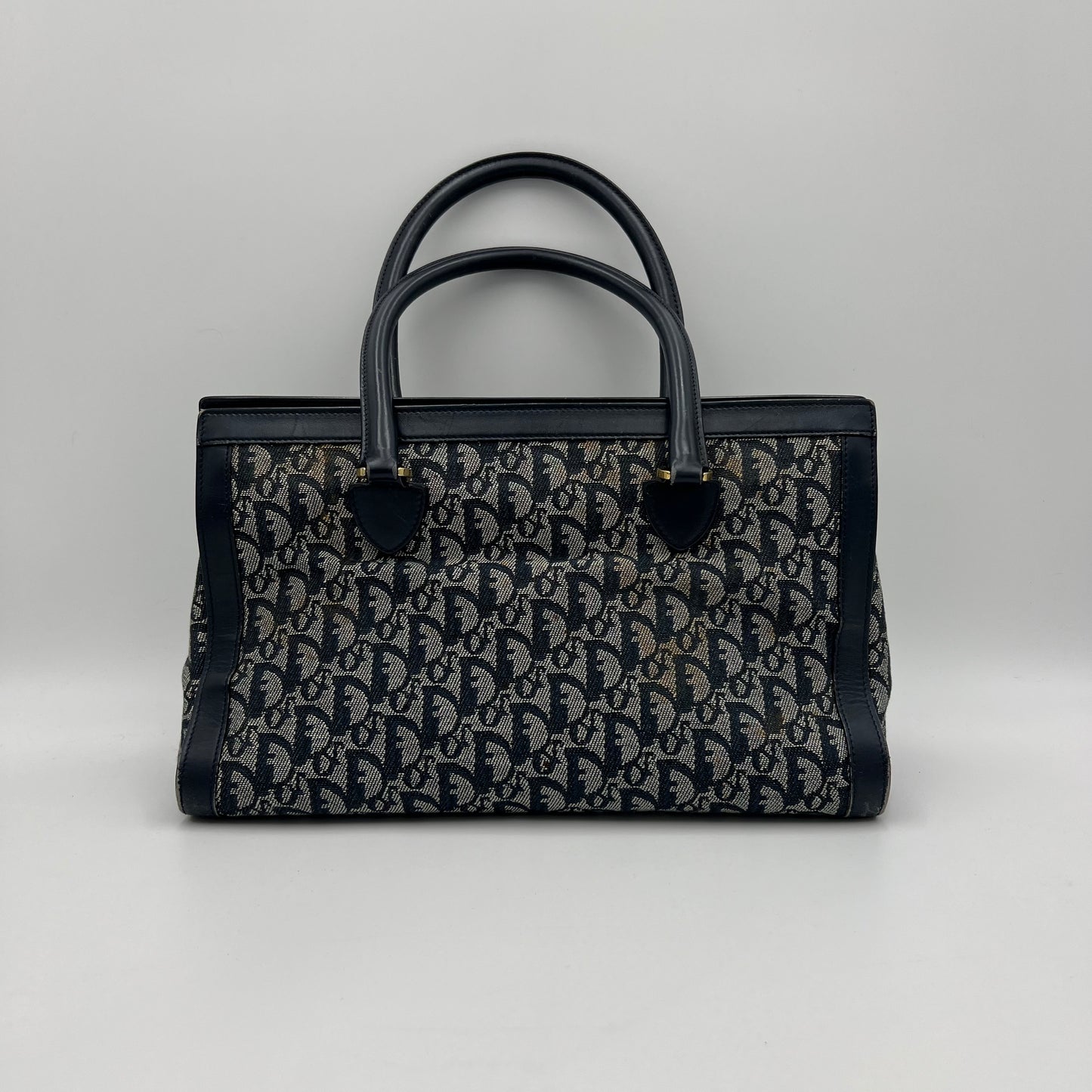 Christian Dior Blue Oblique Double Pocket Tote Bag