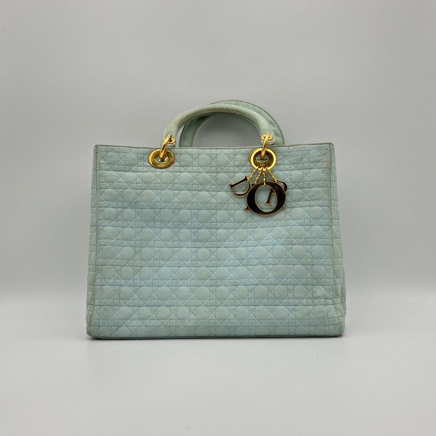 Christian Dior Light Blue Nylon Cannage Lady Dior GHW