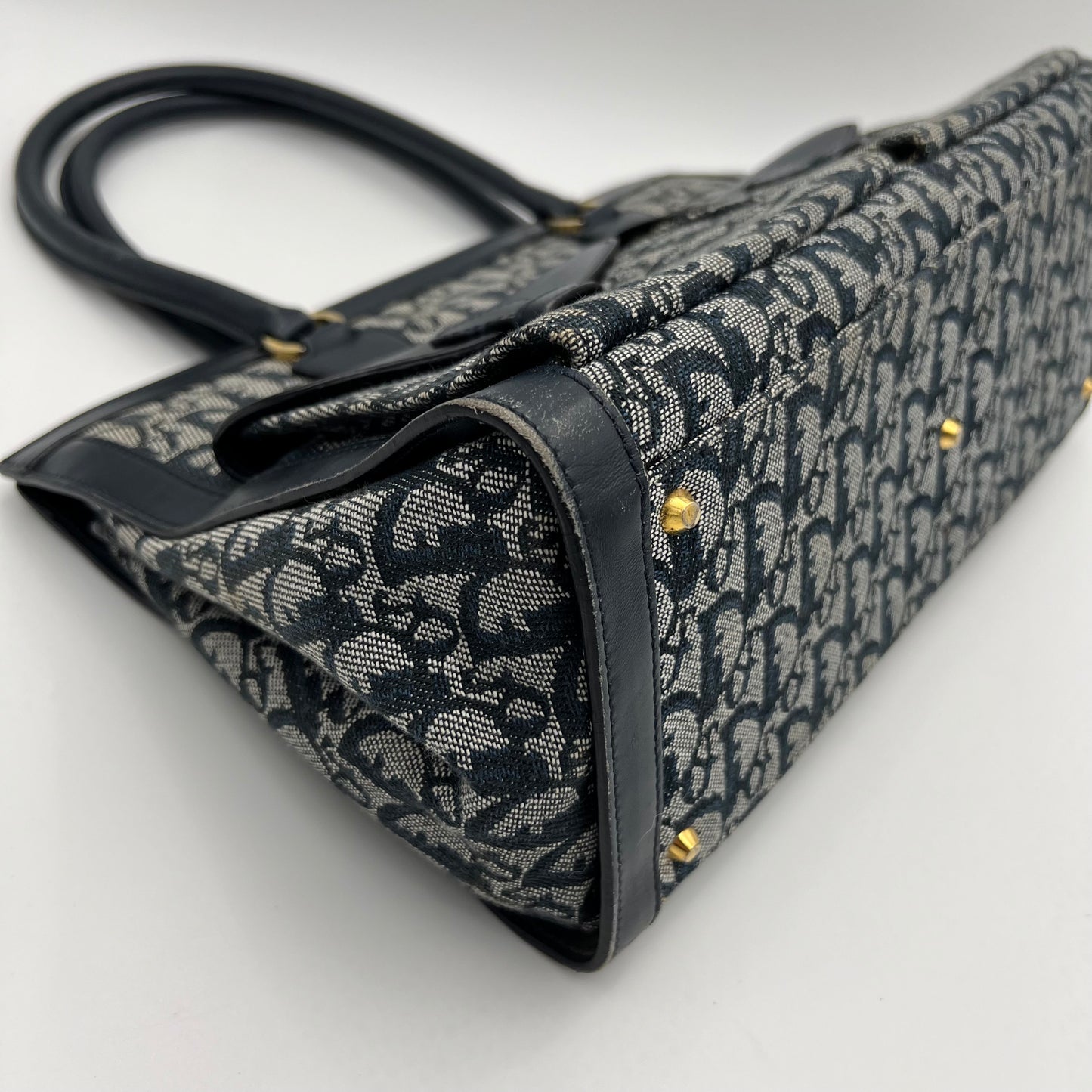 Christian Dior Blue Oblique Double Pocket Tote Bag