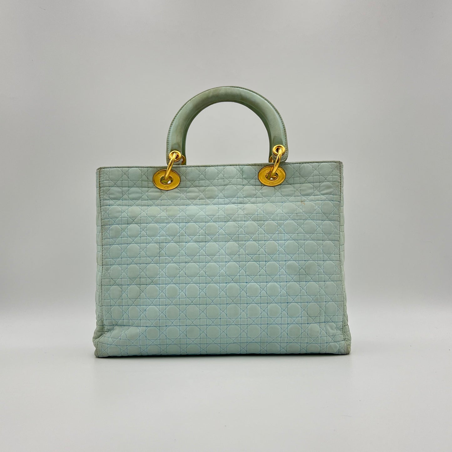 Christian Dior Light Blue Nylon Cannage Lady Dior GHW