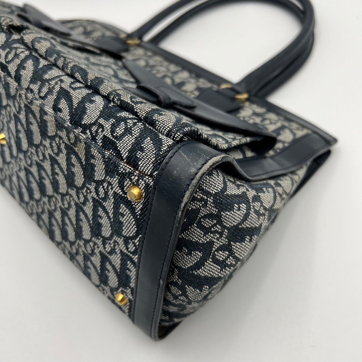 Christian Dior Blue Oblique Double Pocket Tote Bag