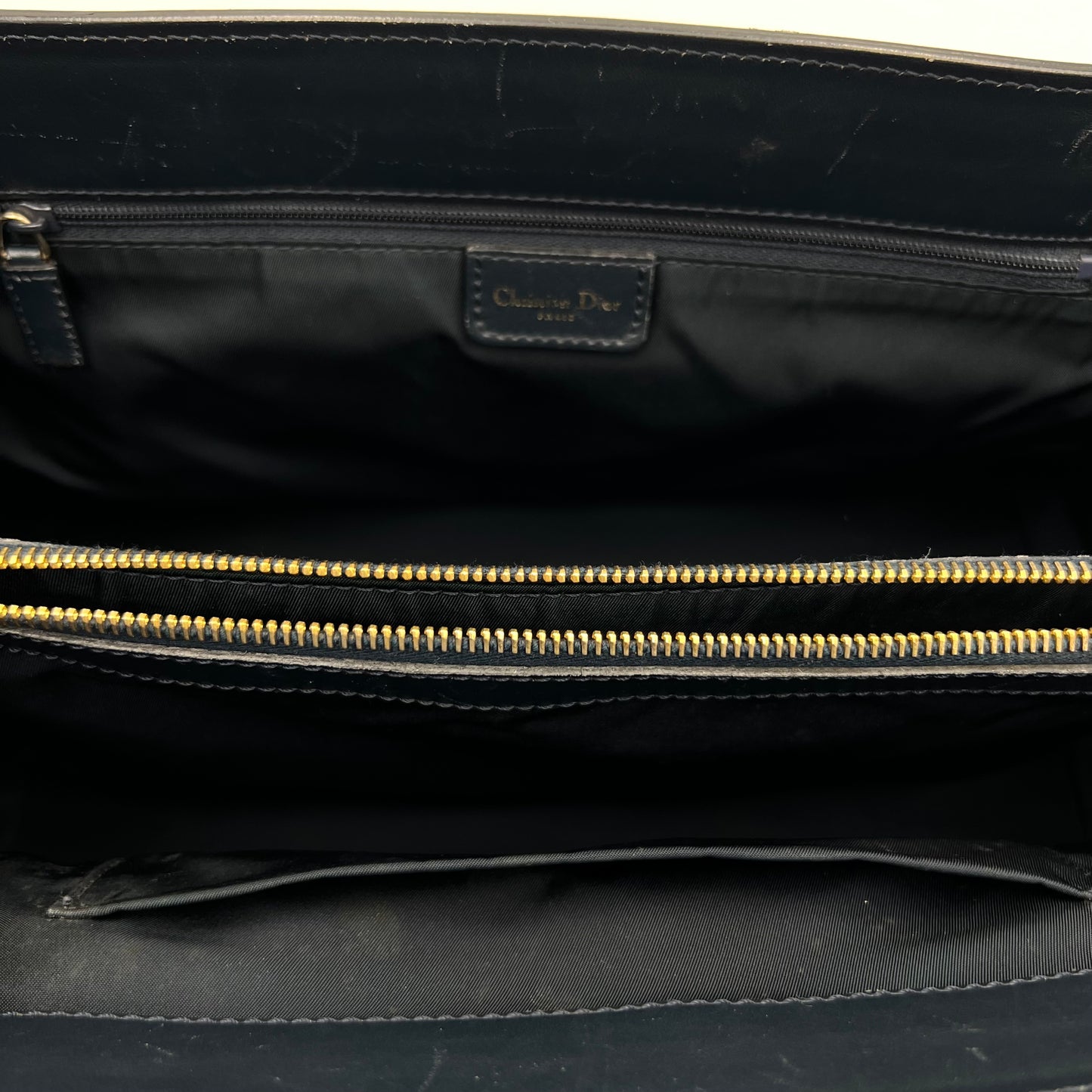 Christian Dior Blue Oblique Double Pocket Tote Bag