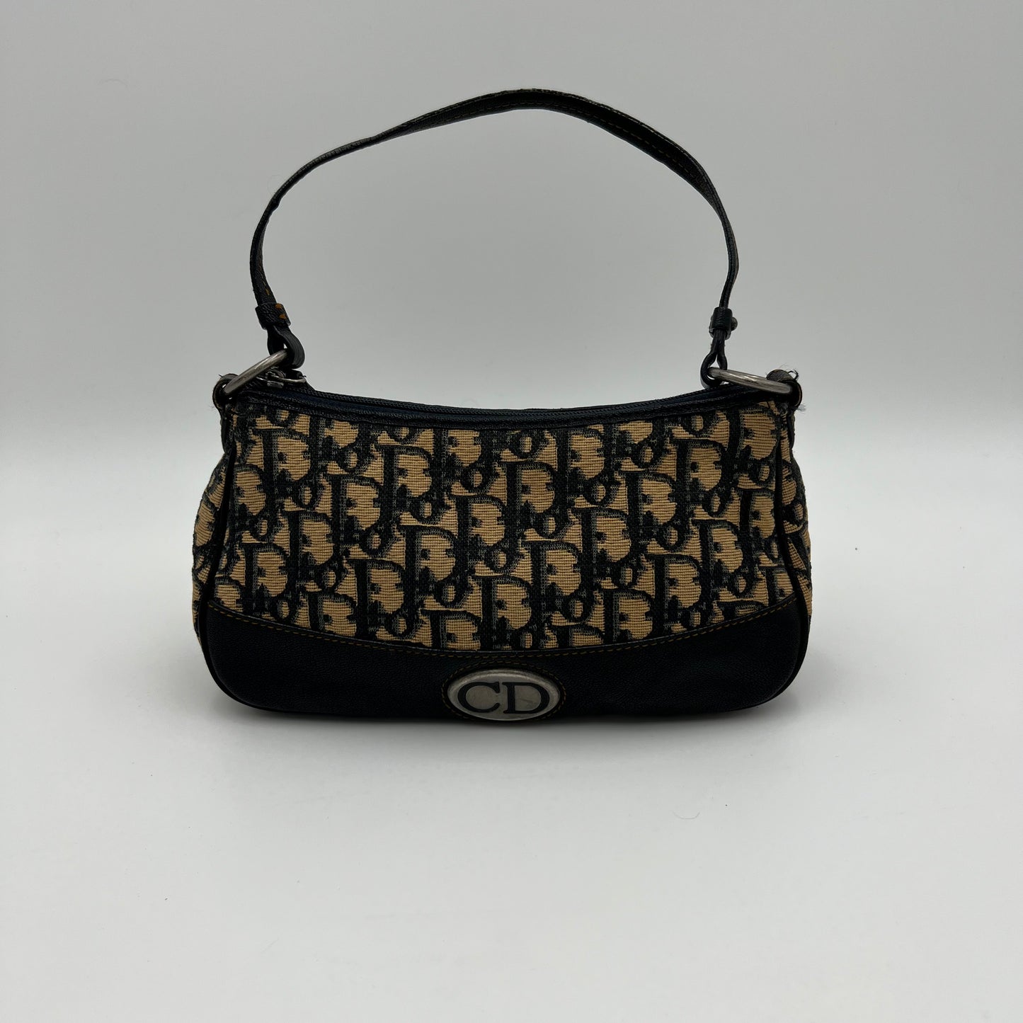 Christian Dior Blue Oblique Canvas CD Logo Pochette