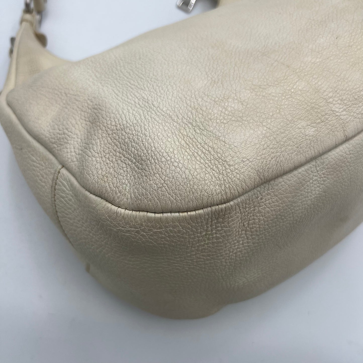 Prada White Vitello Daino Large Hobo Bag SHW