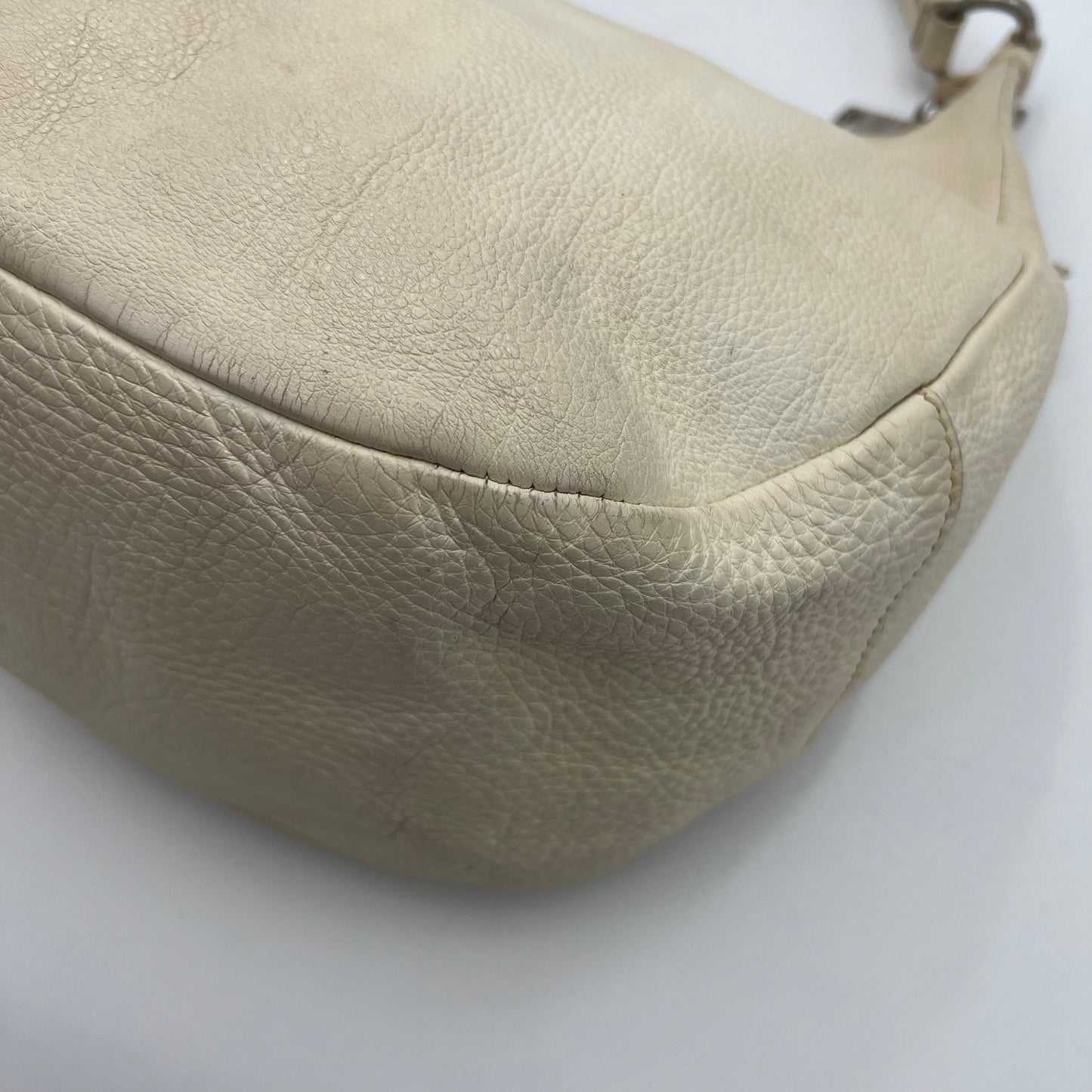 Prada White Vitello Daino Large Hobo Bag SHW