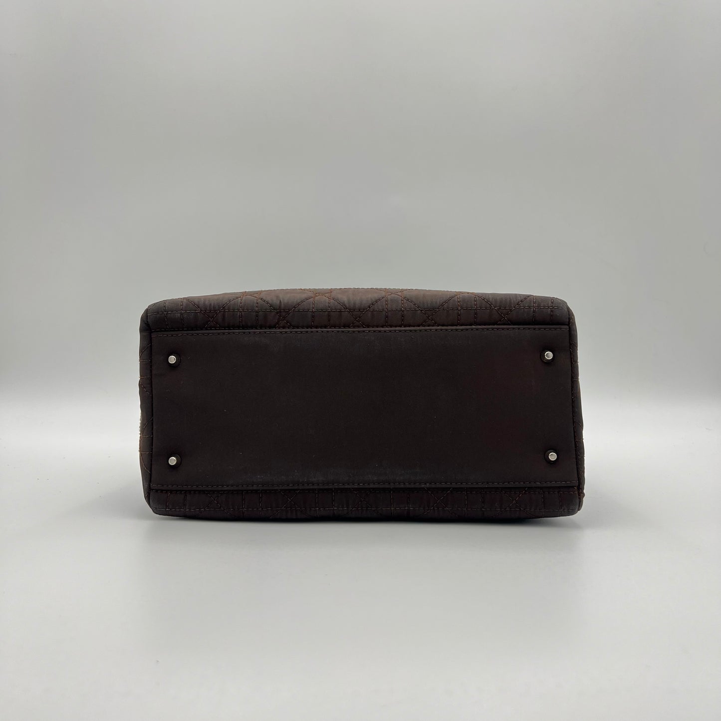 Christian Dior Chocolate Brown Nylon and Patent Leather Lady Dior