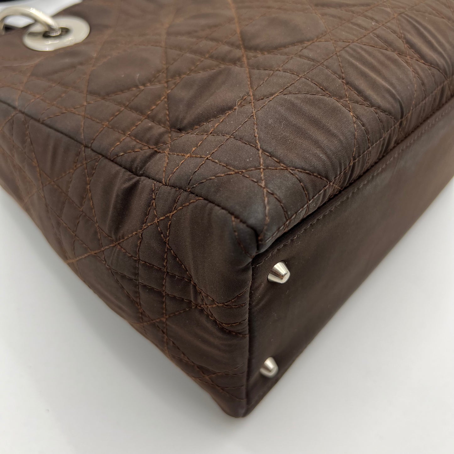 Christian Dior Chocolate Brown Nylon and Patent Leather Lady Dior