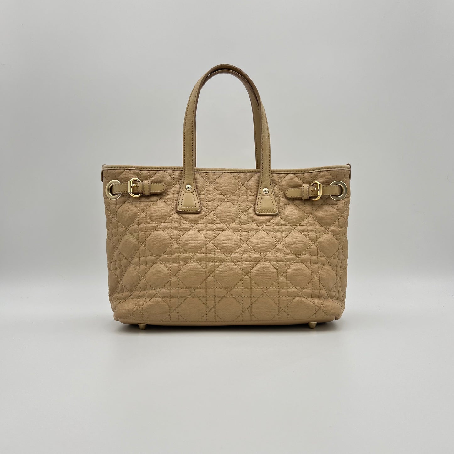 Christian Dior Beige Coated Canvas Cannage Small Panarea Tote