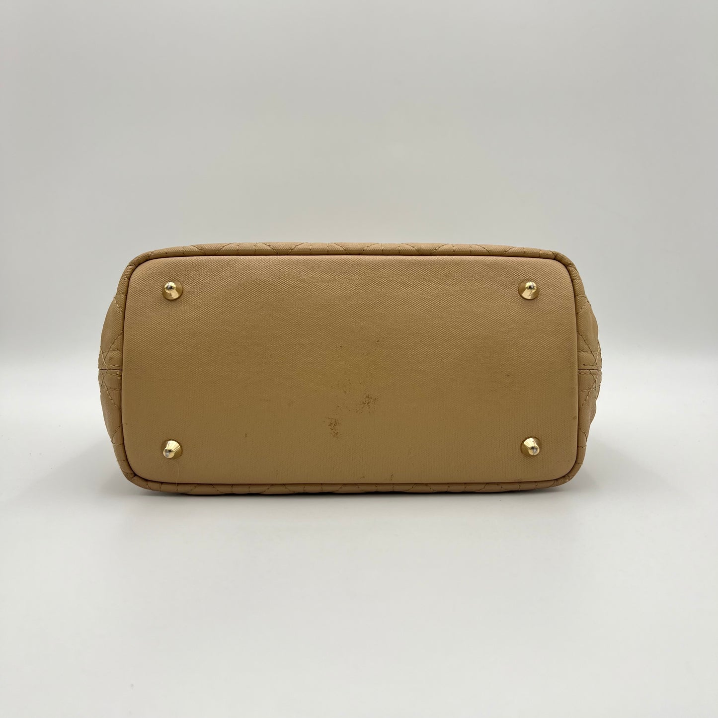 Christian Dior Beige Coated Canvas Cannage Small Panarea Tote