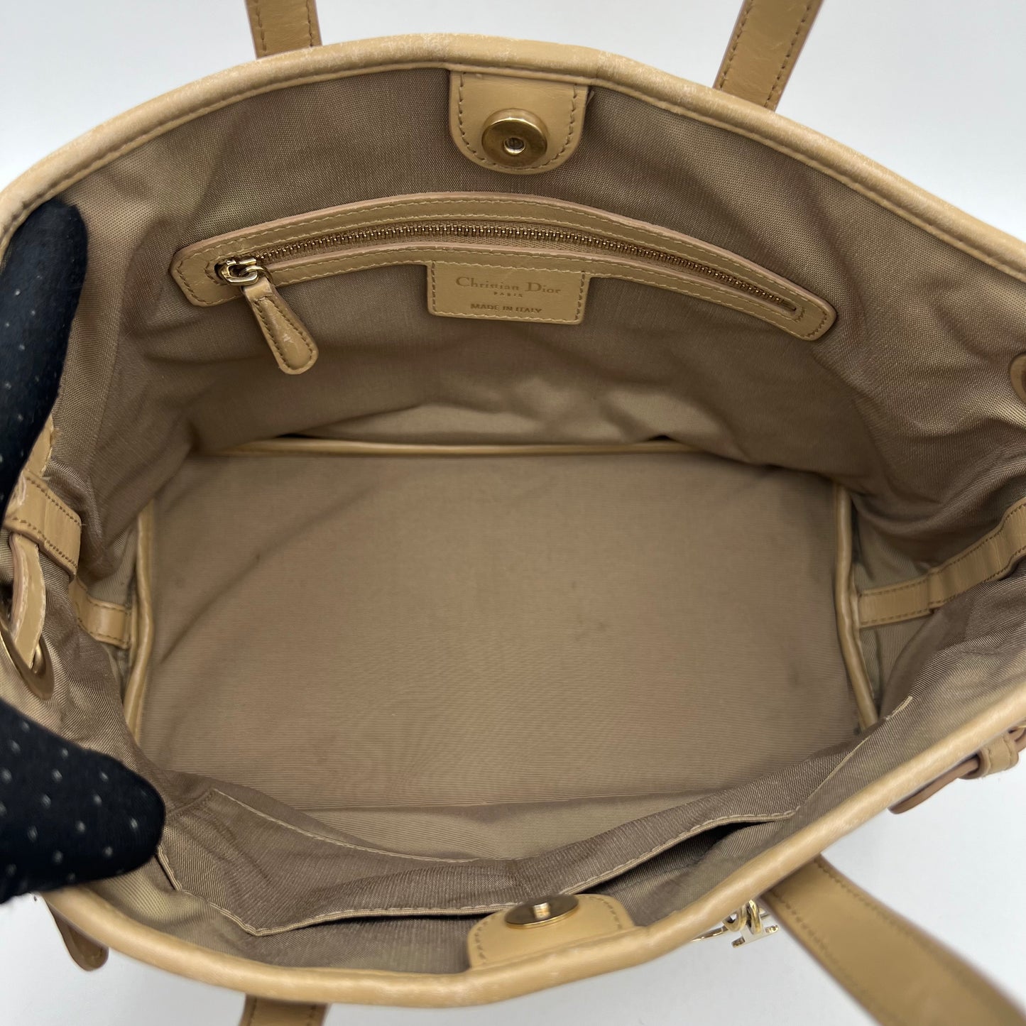 Christian Dior Beige Coated Canvas Cannage Small Panarea Tote
