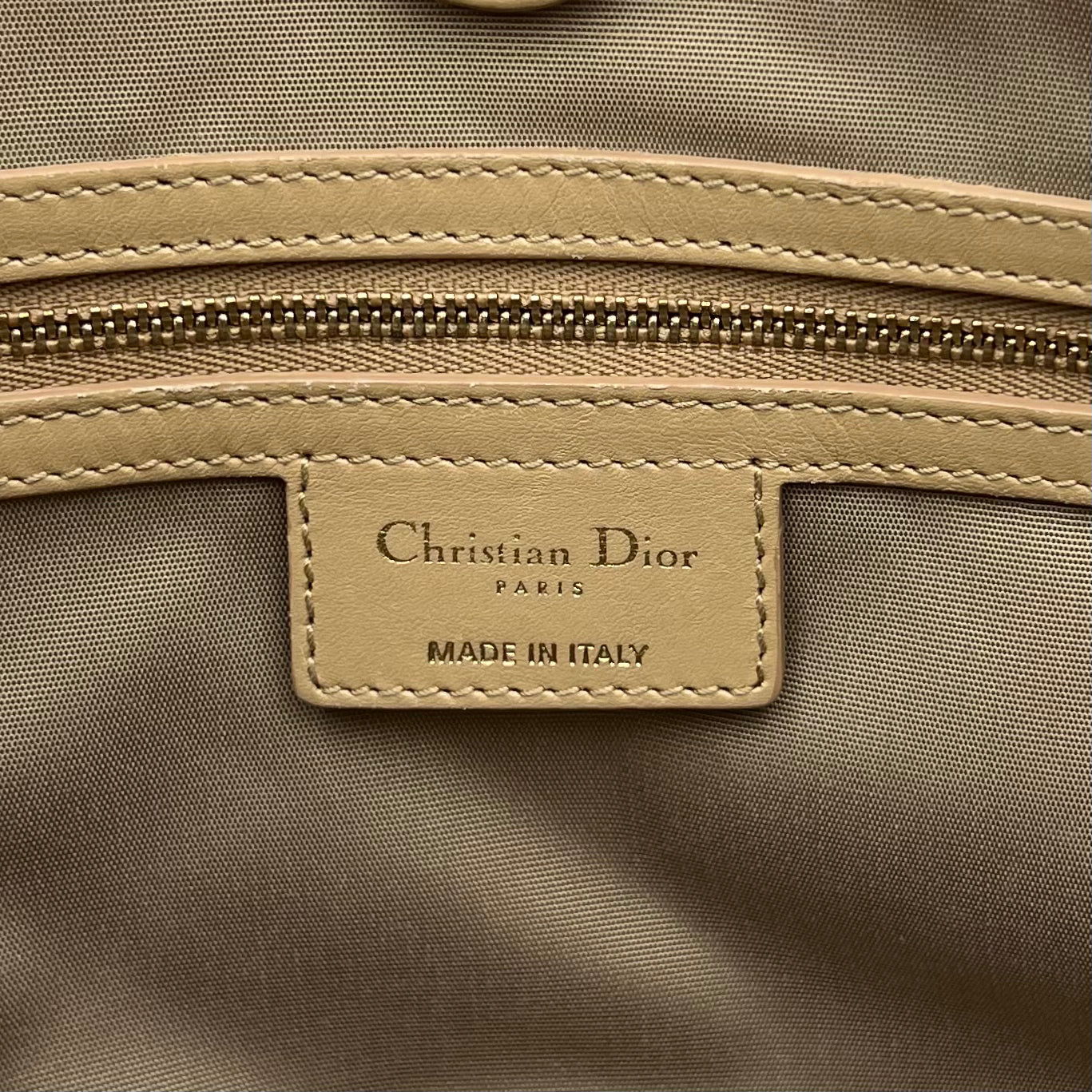 Christian Dior Beige Coated Canvas Cannage Small Panarea Tote