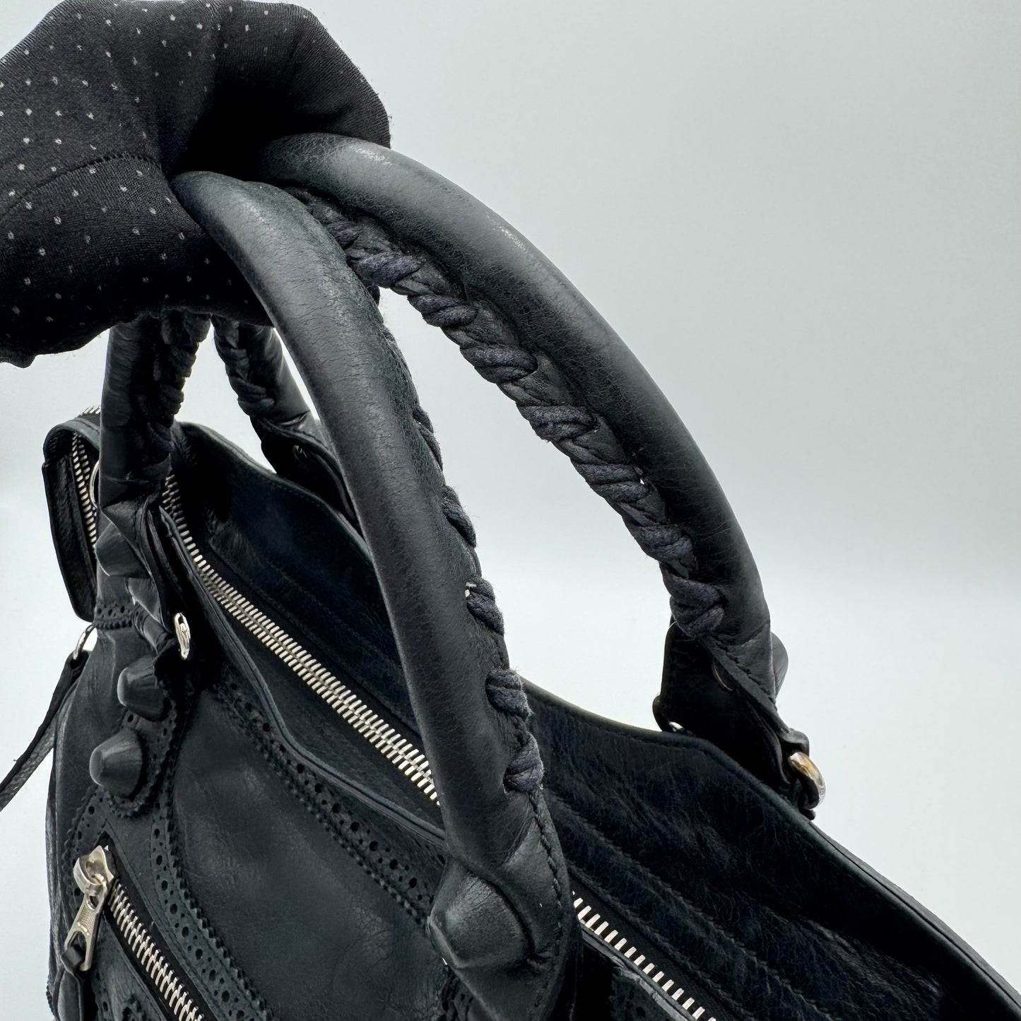 Balenciaga Black Leather Giant Brogues Velo