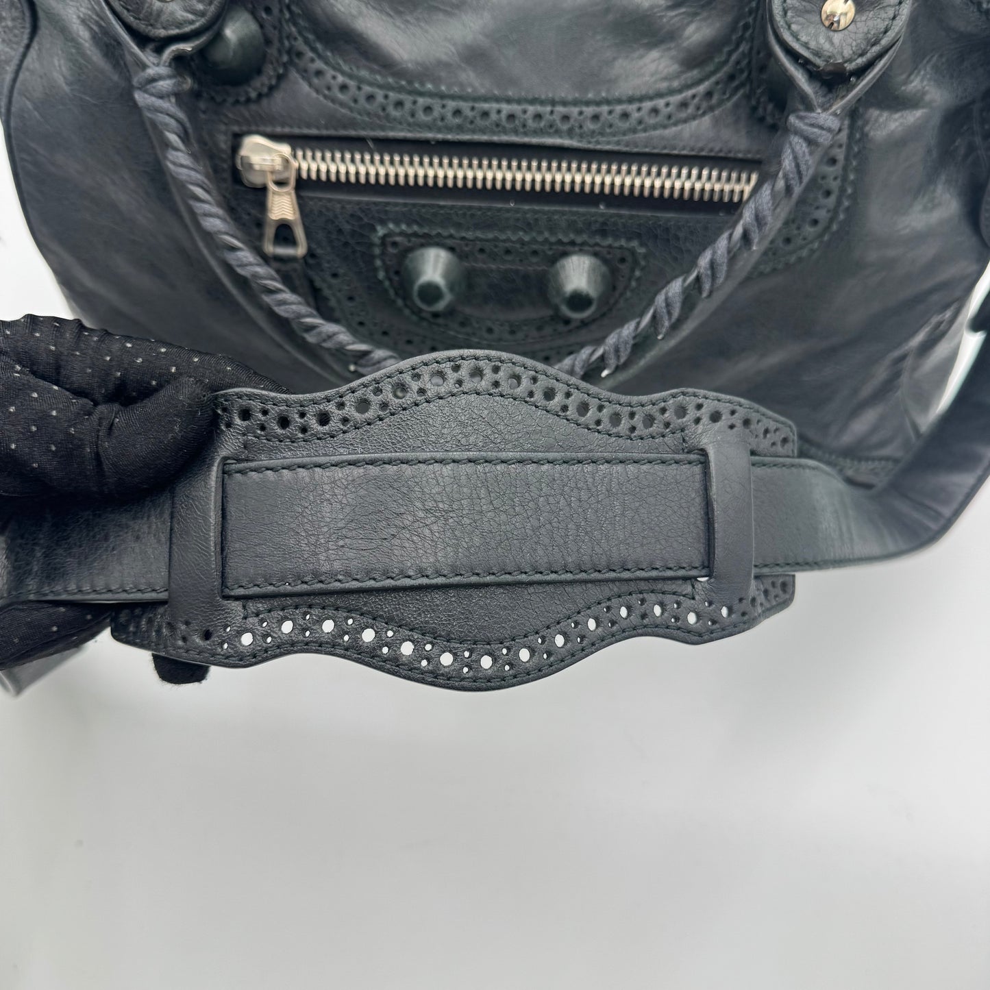 Balenciaga Black Leather Giant Brogues Velo