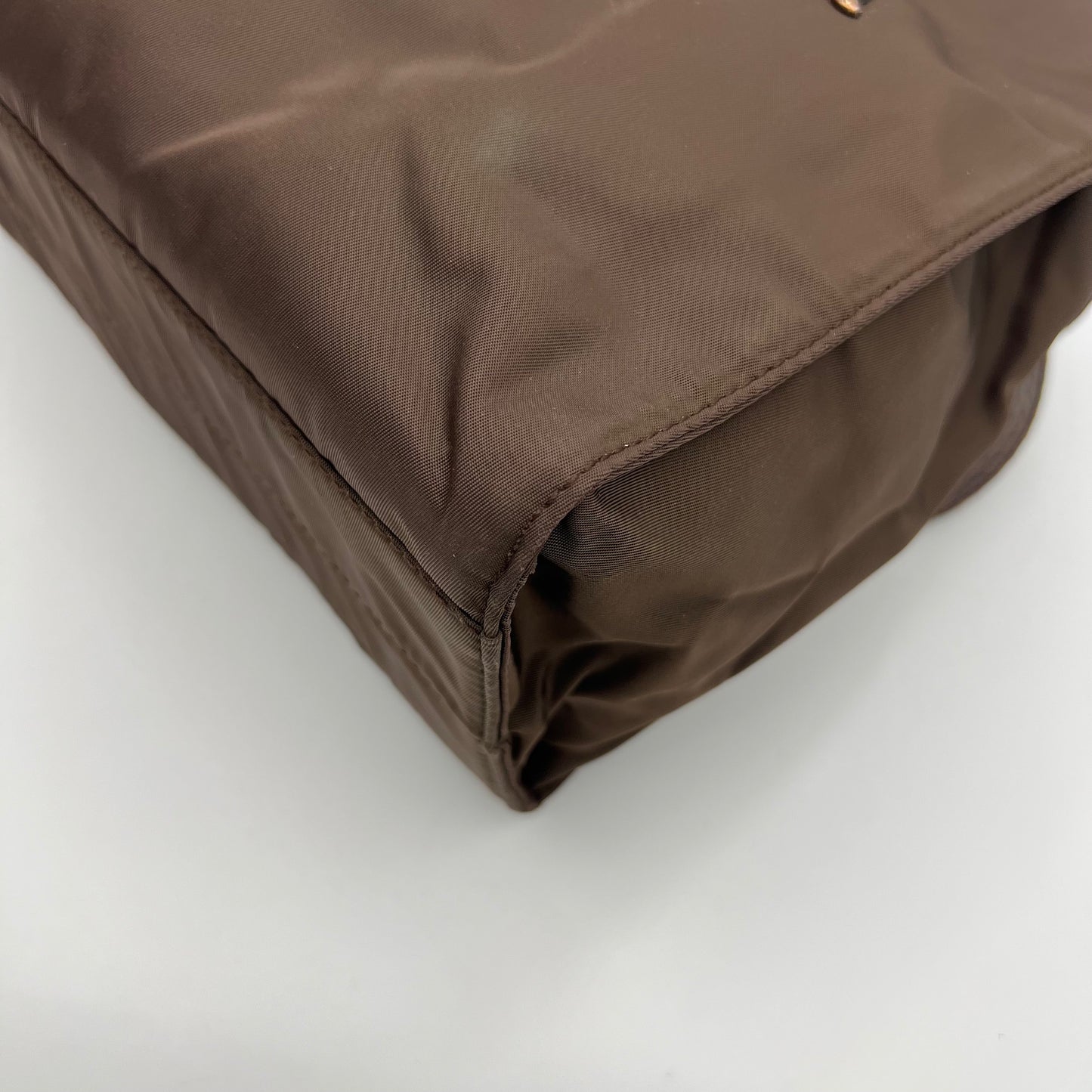 Prada Brown Nylon Embellished Logo Python Long Strap Bag