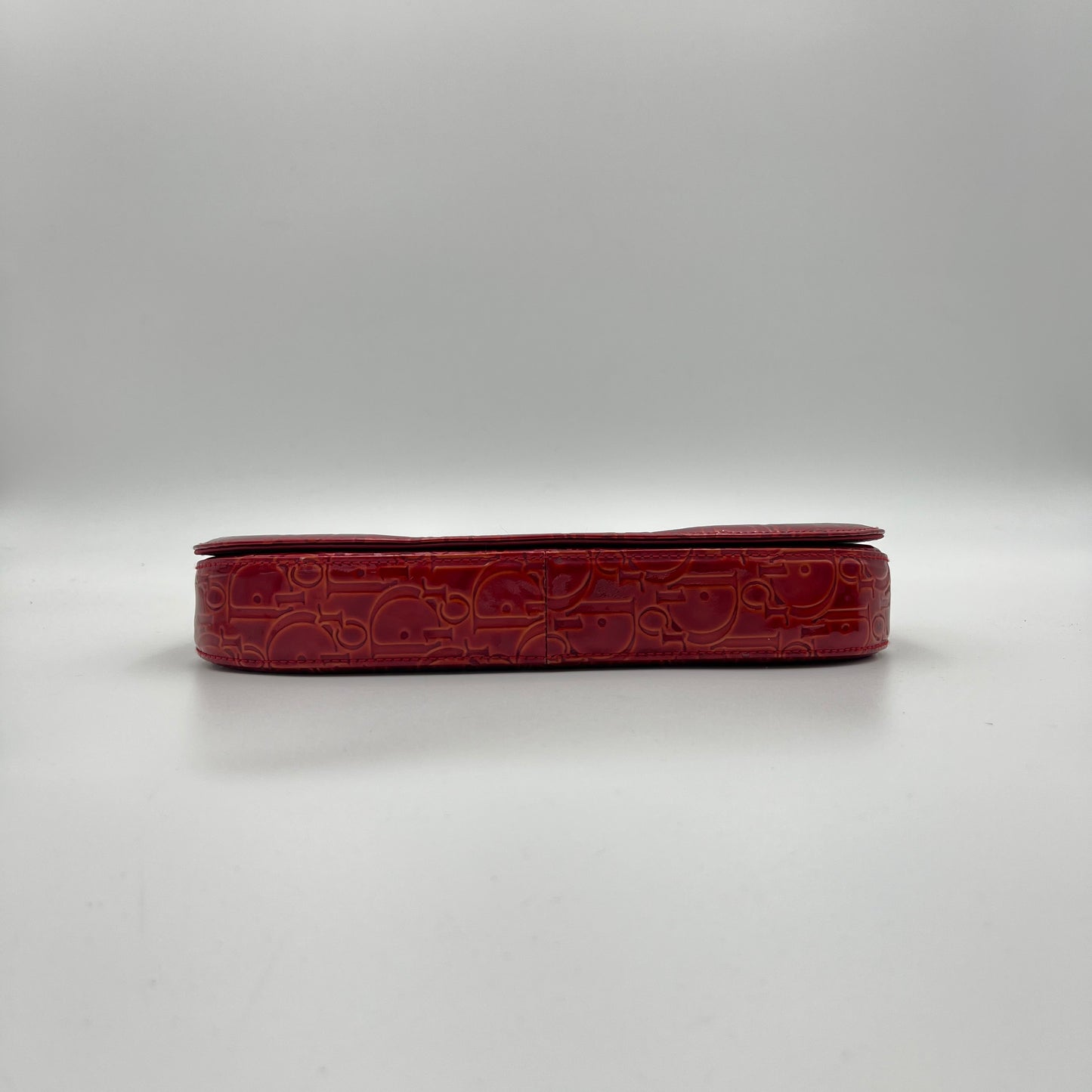 Christian Dior Red Trotter Patent Leather Malice Pearl Baguette