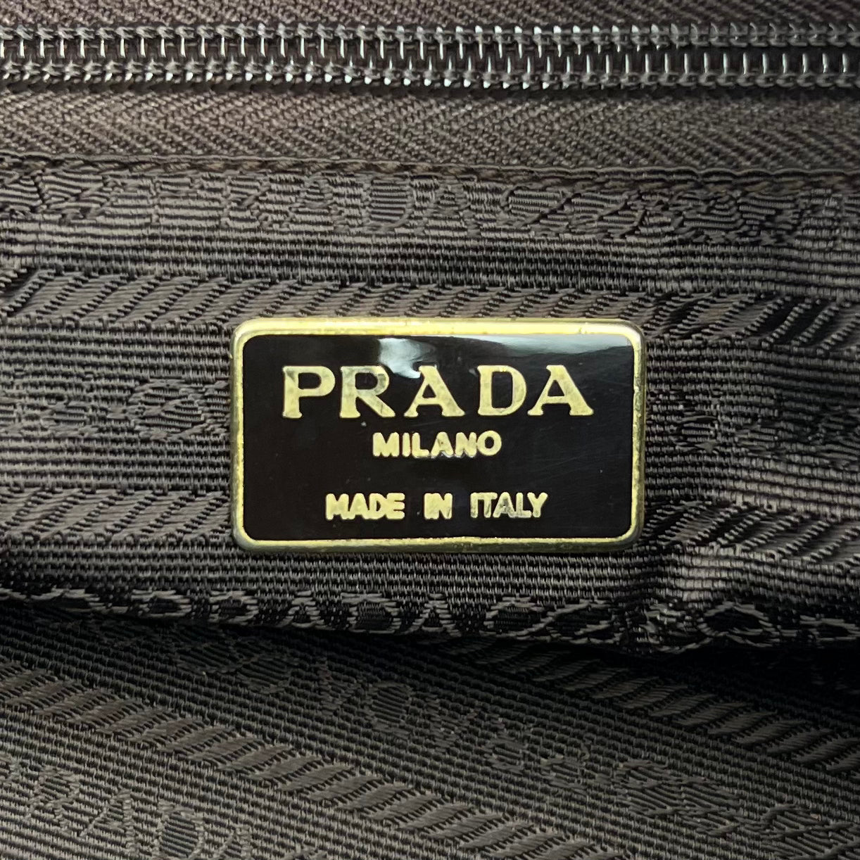 Prada Brown Nylon Embellished Logo Python Long Strap Bag