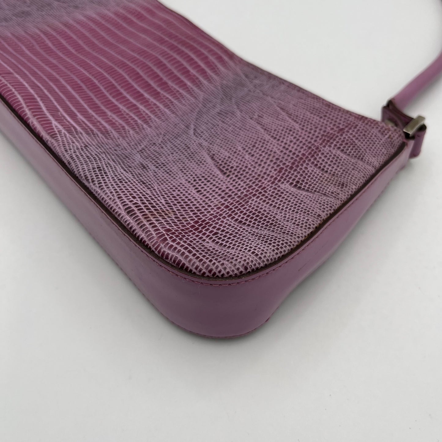 Salvatore Ferragamo Vintage Lilac Lizard Baguette