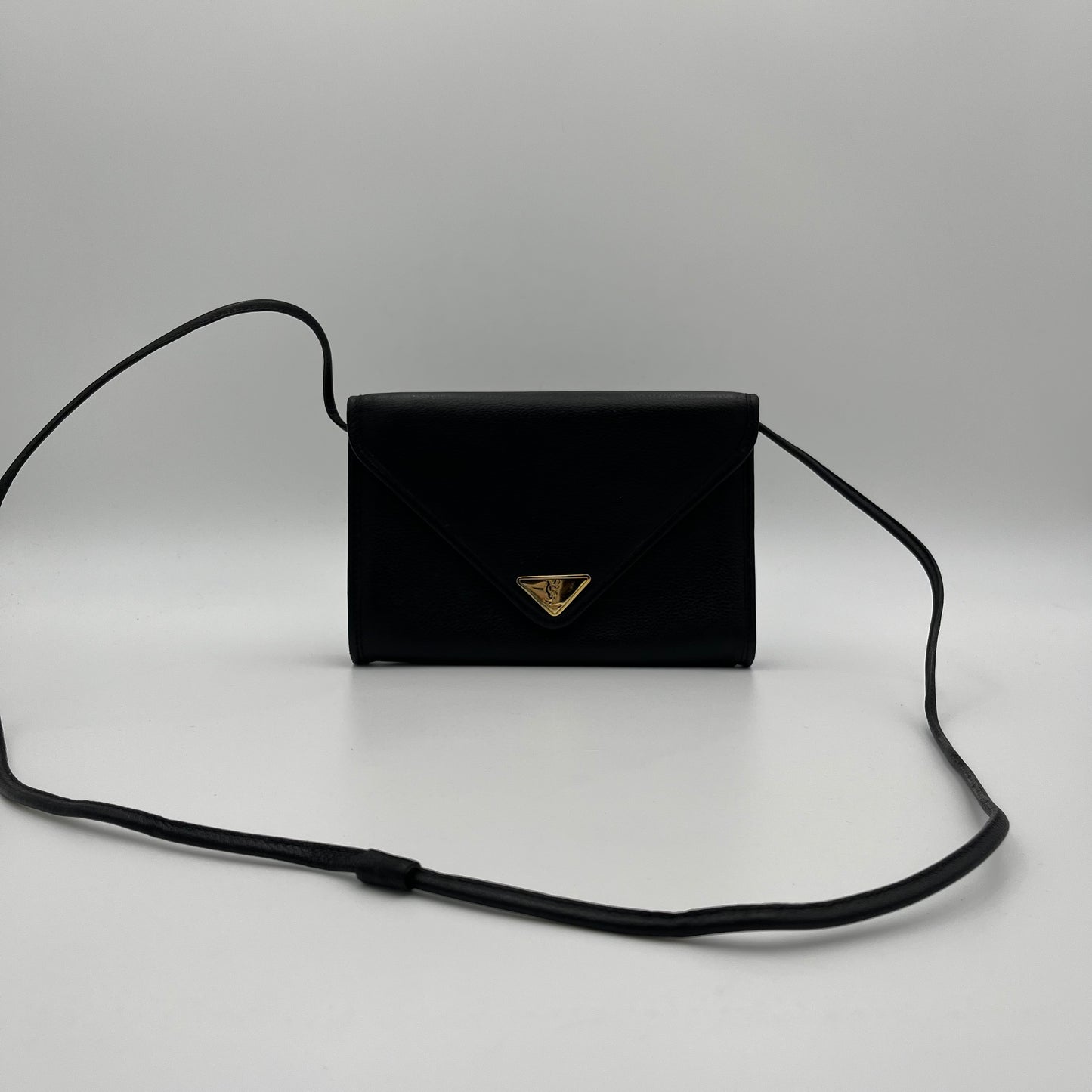 YSL Black Leather Envelope Flap Crossbody